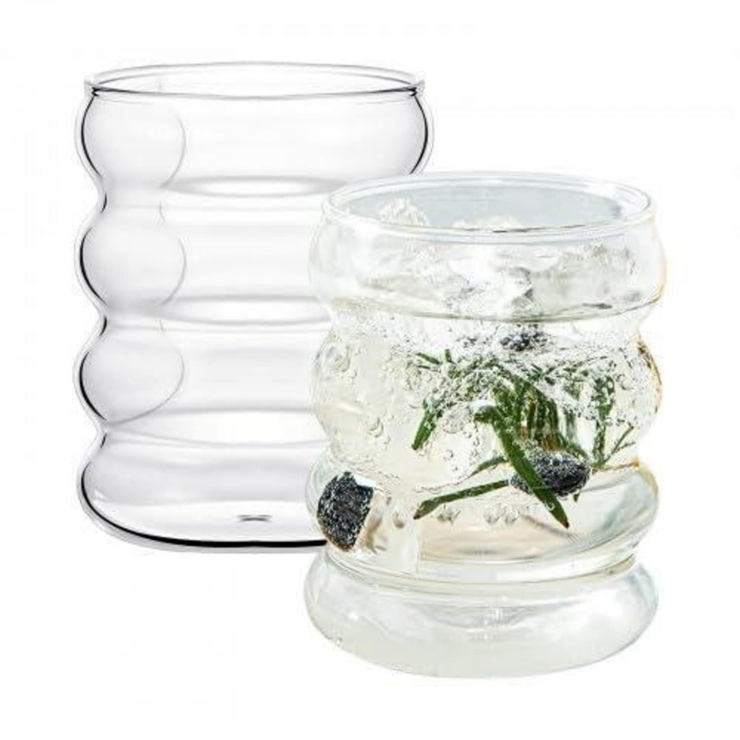 LuxusKollektion Tumbler-Glas 2er Set Glasbecher 300ml Wave Tumbler Borosilikat, Glas