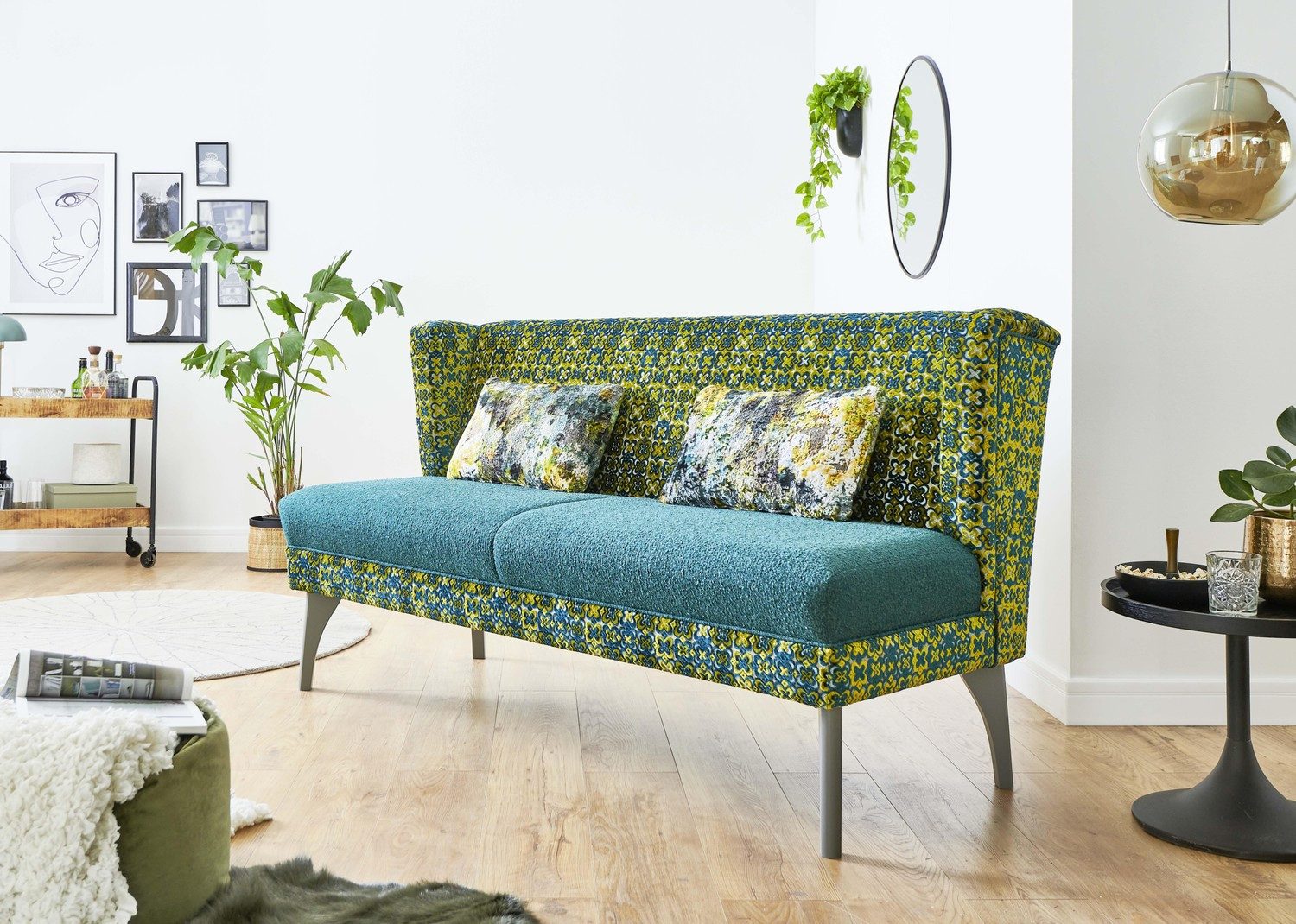 Natur24 Essbank Küchensofa Tischsofa Venedig 179x74 Gelb Türkis