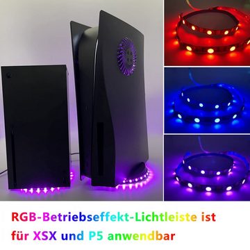 Tadow Konsolendock Lichtleiste, LED-Lichtleiste, PS5/XSX Basis-Lichtleiste PlayStation 5-Controller (Siebenfarbiger Tonabnehmerstreifen für PS5/Xbox Series X-Zubehör)