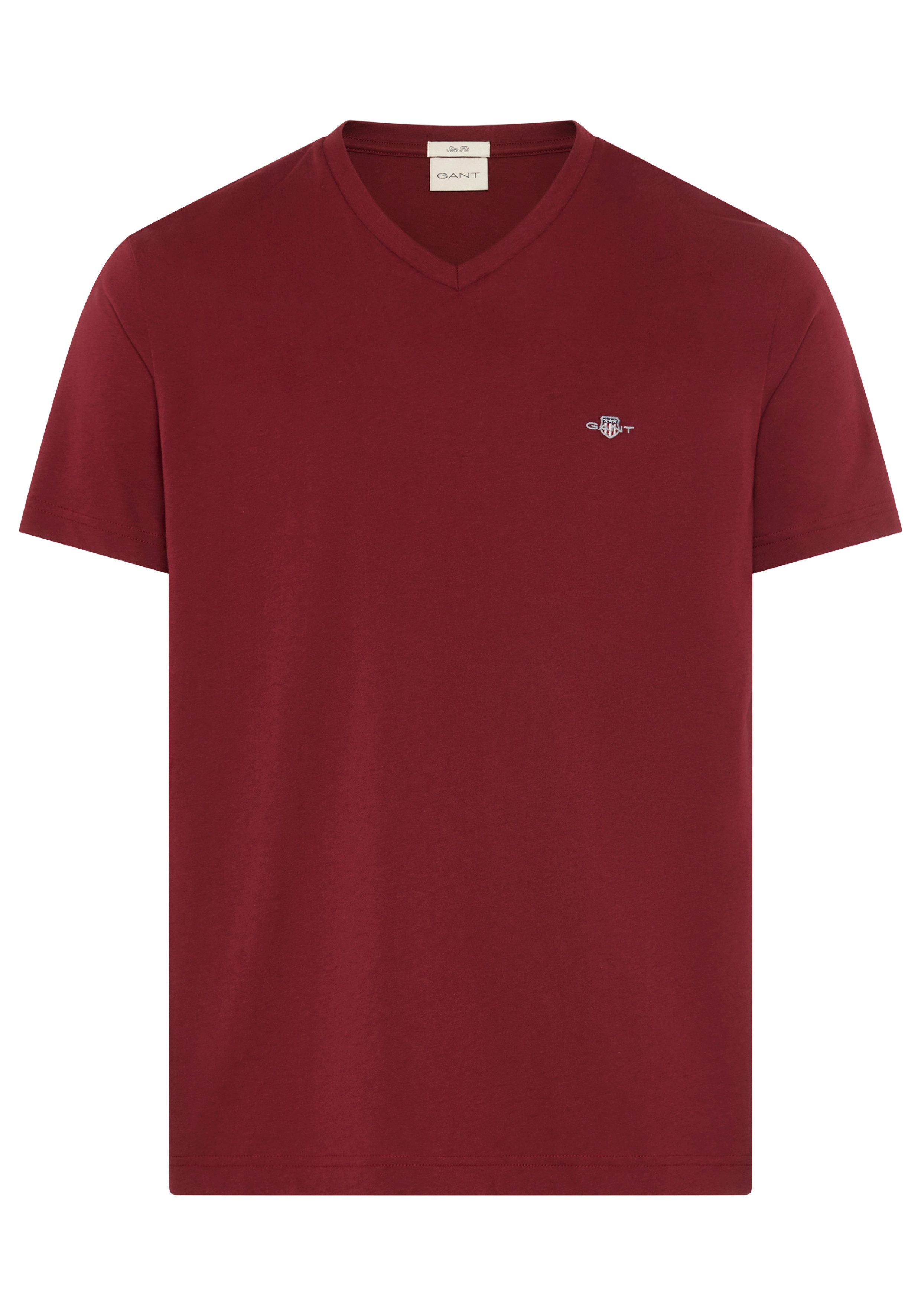 Gant T-Shirt SLIM SHIELD V-NECK T-SHIRT mit einer kleinen Logostickerei auf günstig online kaufen