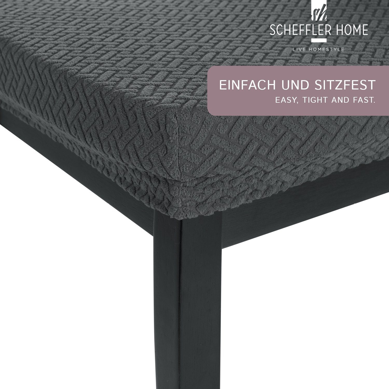 Stuhlbezug Farben SCHEFFLER-HOME LIVE HOMESTYLE Sitzbezug Luna verschiedene sh und Sets, Anthrazit