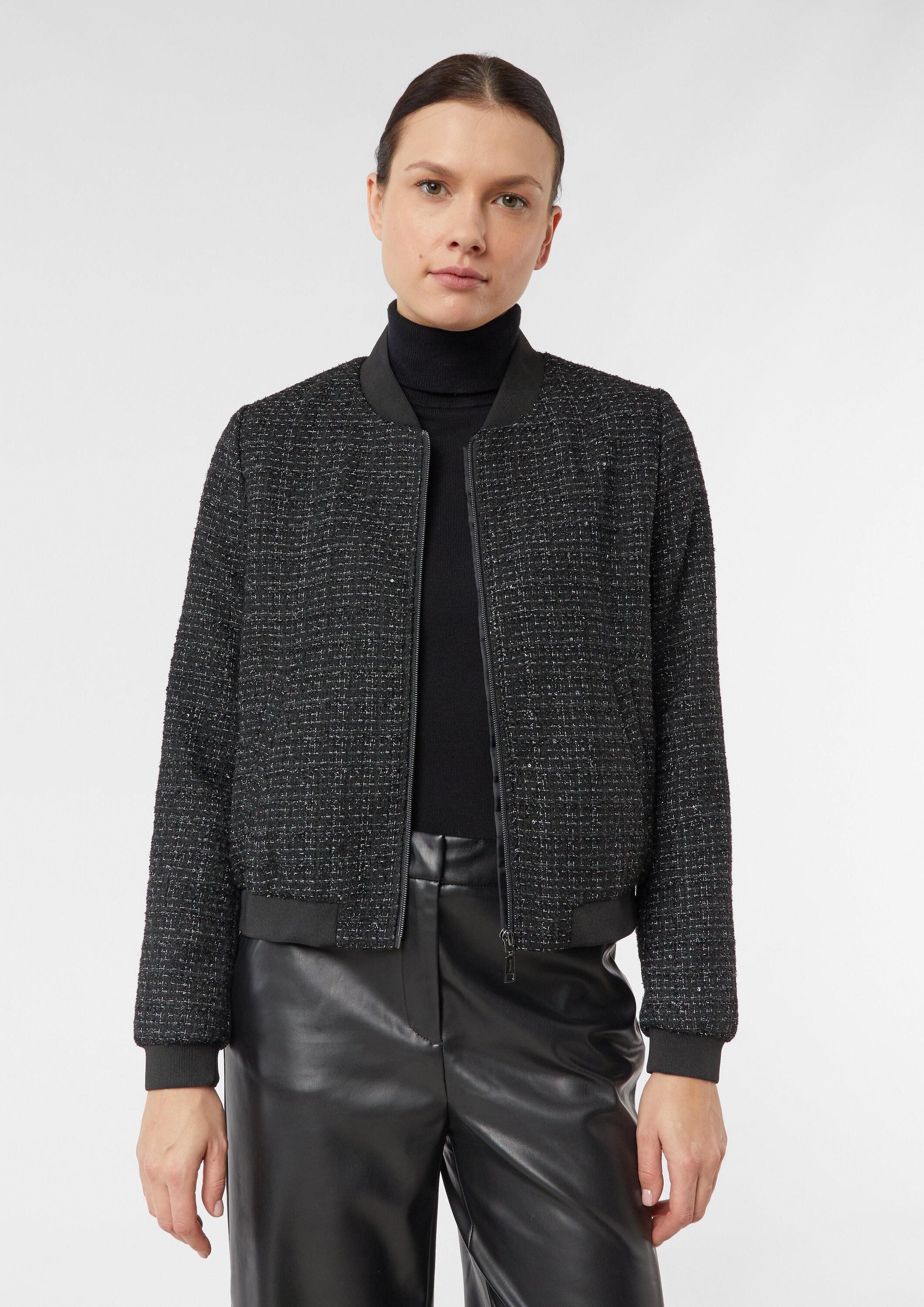 comma Funktionsjacke Indoor-Jacke Kurzer Blouson mit dezentem Glitzergarn
