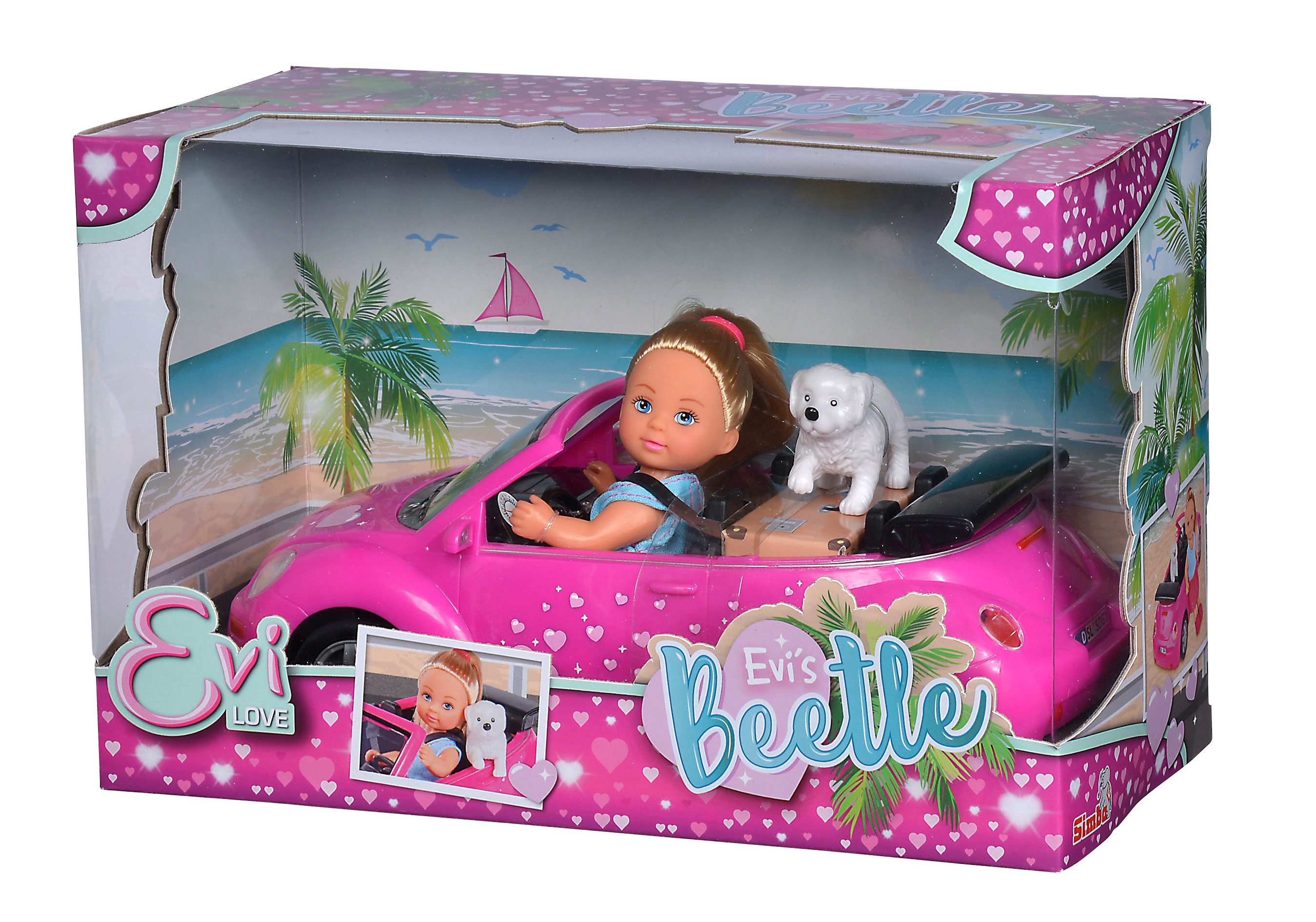 Simba Dickie Anziehpuppe Puppe Evi LOVE Evis Beetle mit Hund und Picknickset