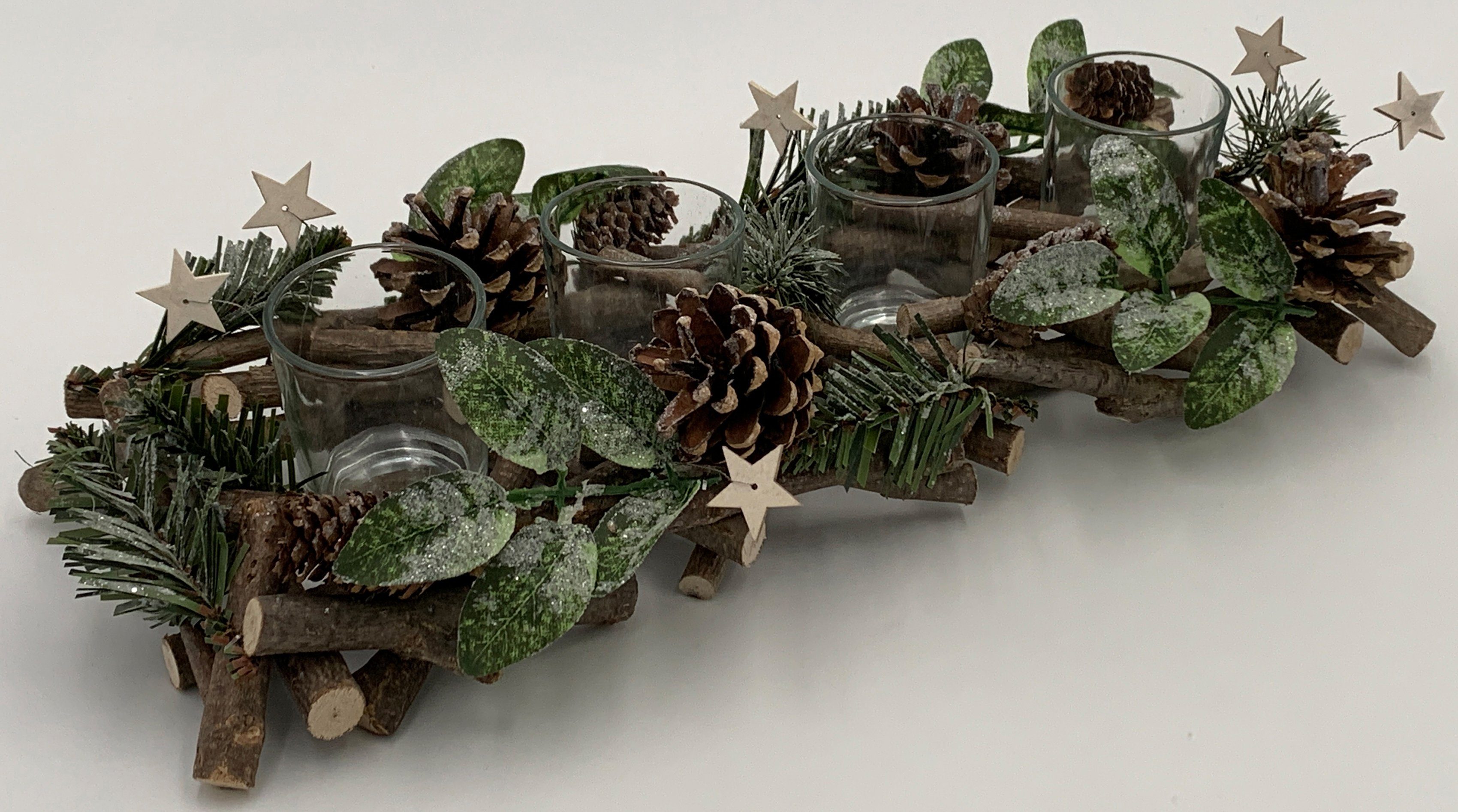 Home affaire Adventsleuchter Weihnachtsdeko Zapfen (1 L. St), + Tannenzweigen, Blättern, mit geschmückt, Sternen 40cm ca