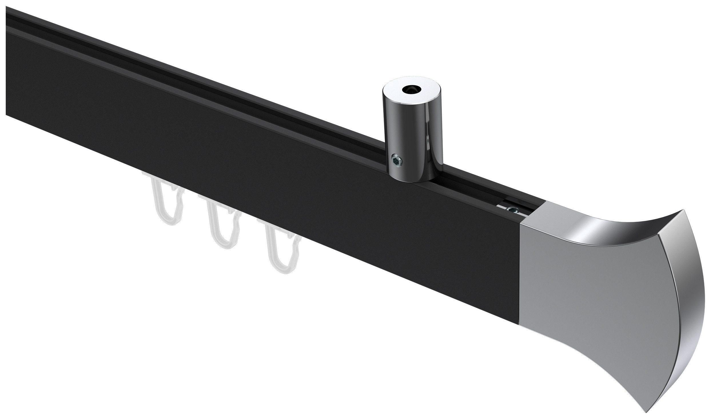 INTERDECO Innenlaufschiene Sonius Conex, 1-läufig, Fixmaß, kürzbar, Deckenmontage, Aluminium, Schwarz / Chrom / Bicolor, 14x35