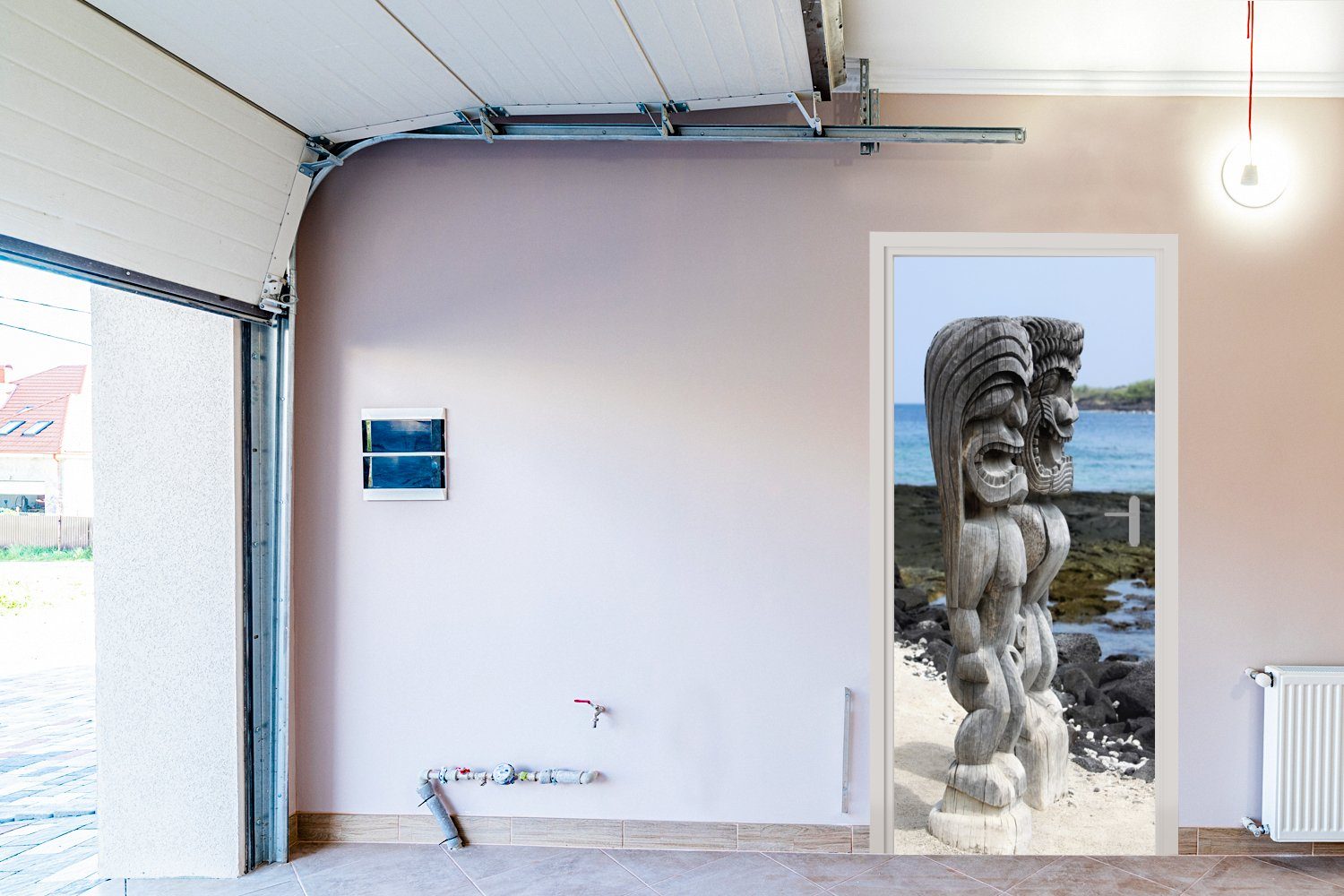 Hawaii, Türaufkleber, am Tür, von 75x205 (1 cm Statuen St), MuchoWow Türtapete für bedruckt, Fototapete Strand Matt,