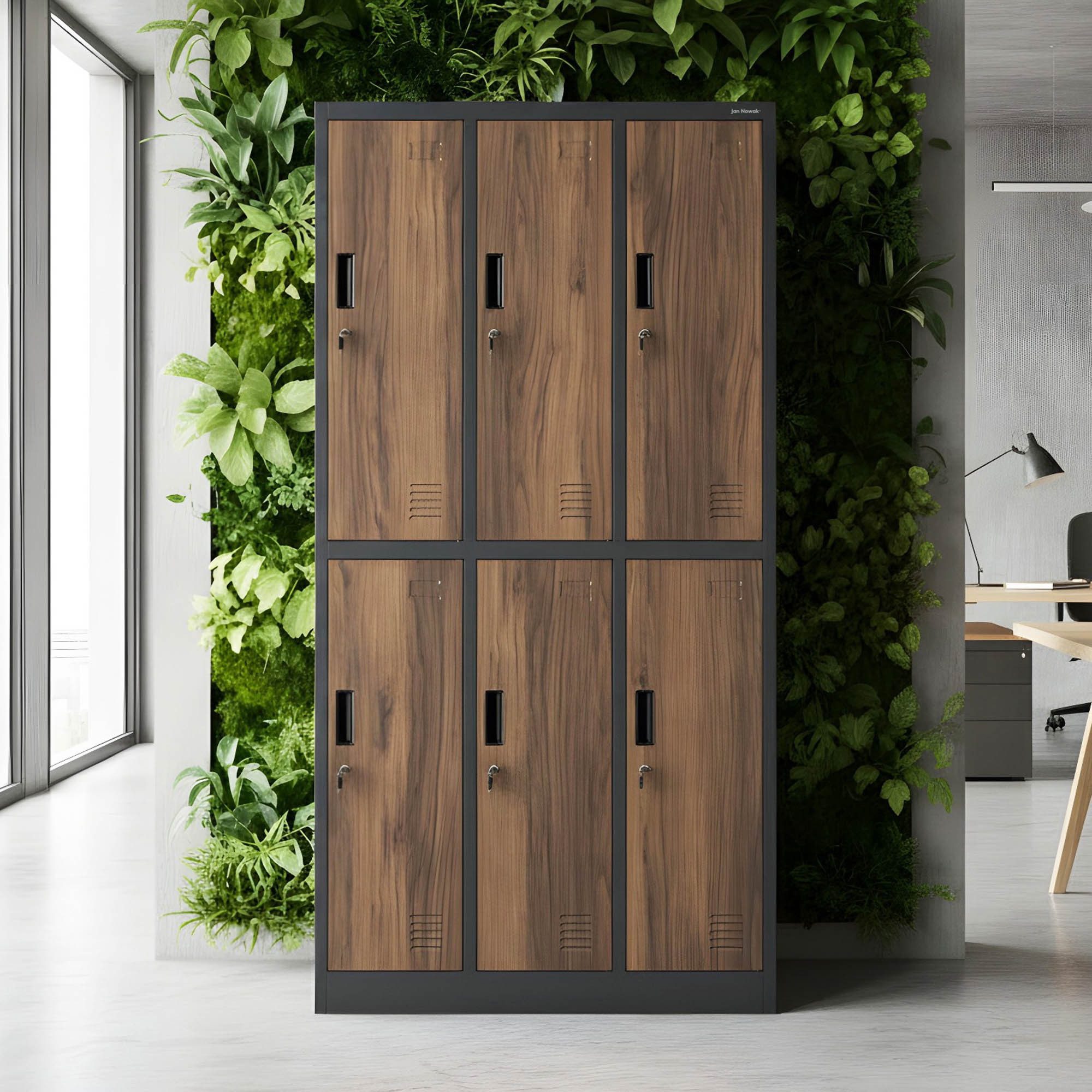 Jan Nowak Mehrzweckschrank Metall Kleiderspind 90 cm IGOR 6 Fächer abschließbar Stahl (0,6 mm 185 x 90 x 45 cm Kleiderstange Wandmontage möglich) Garderobenschrank Schloss je Fach 185 cm hoch robust 13 Farben