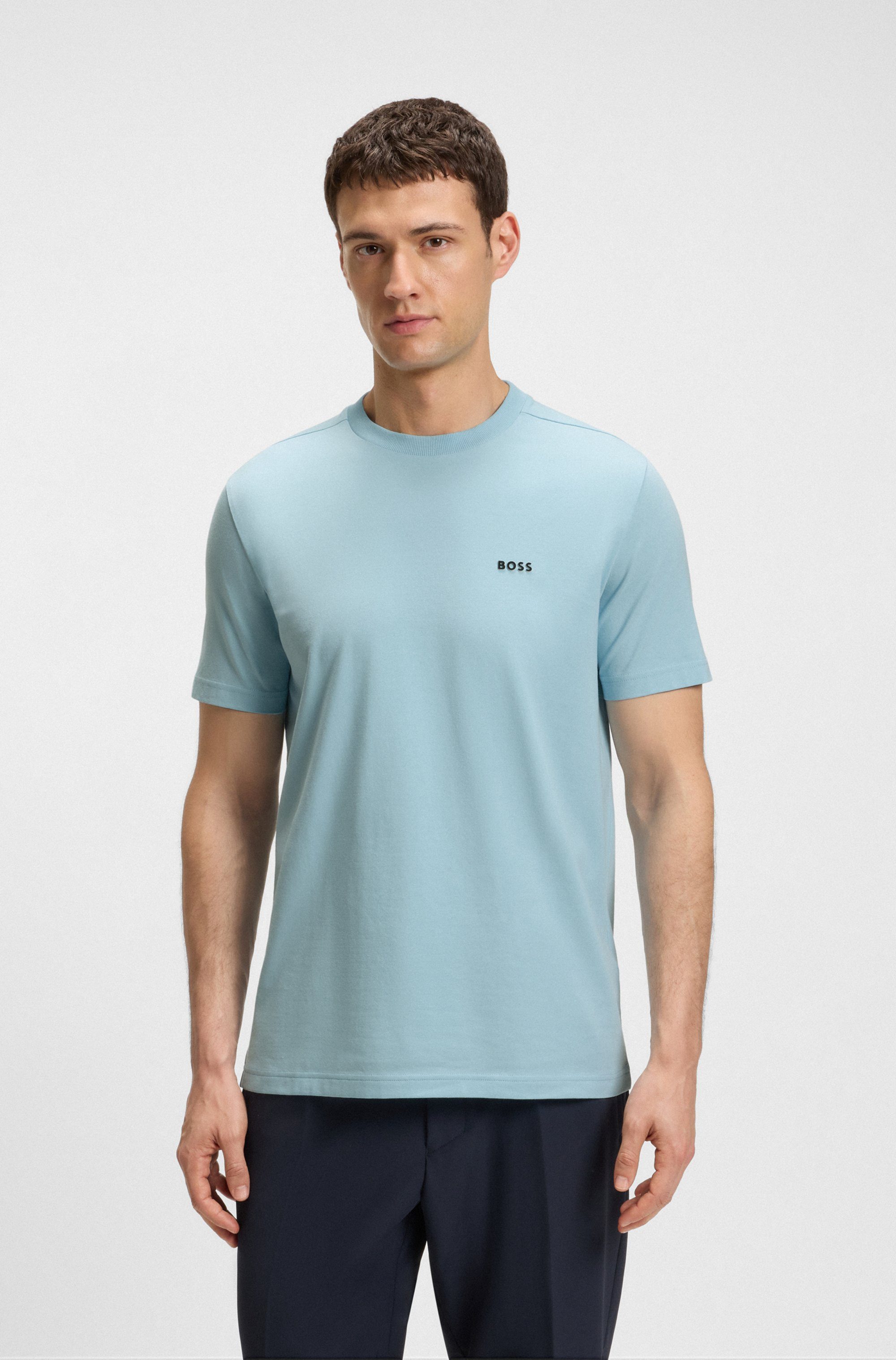 BOSS GREEN Rundhalsshirt Tee mit gummiertem günstig online kaufen
