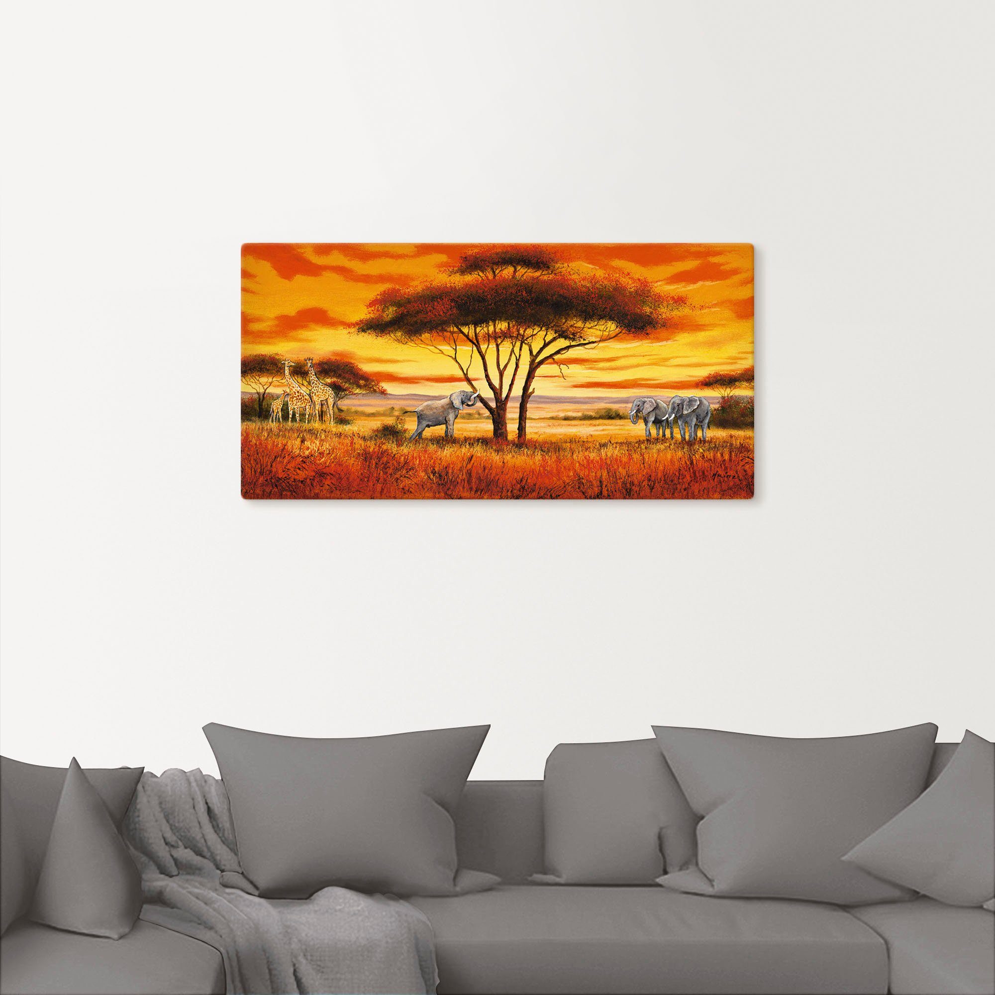 Artland Leinwandbild Afrikanische Landschaft II, Afrika (1 St), auf Holzrahmen gespannt