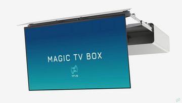 MTVB Magic TV Box TV-Deckenhalterung, (bis 43,00 Zoll, mit Fernbedienung, stufenlos elektrisch schwenkbar, Made in Germany)