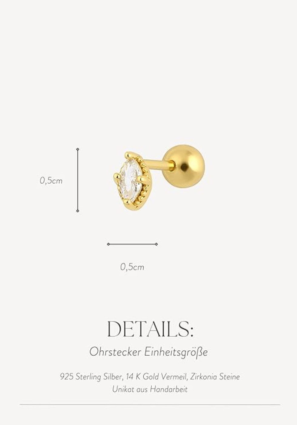 Einzelstück Single-Ohrstecker Ohrpiercing Piercing Alamea 925 günstig online kaufen