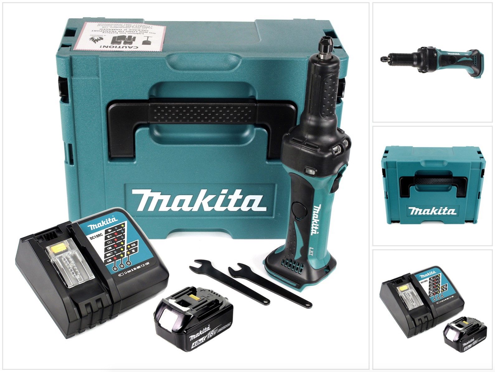 Makita Akku-Geradschleifer DGD 800 RM1J Akku Geradschleifer 18V + 1x Akku 4,0Ah + Ladegerät + Ma