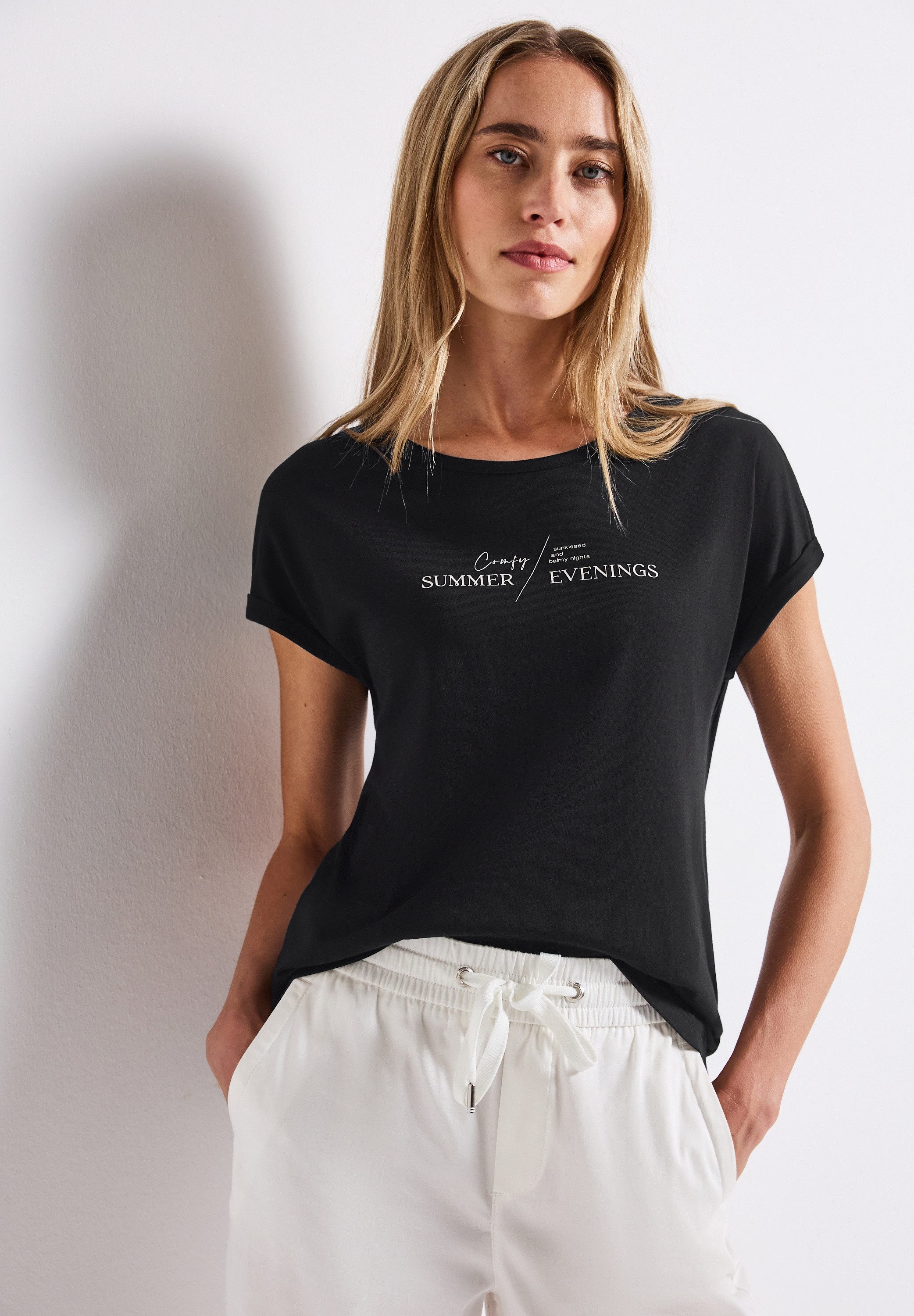 STREET ONE T-Shirt aus Baumwolle mit Stretchante