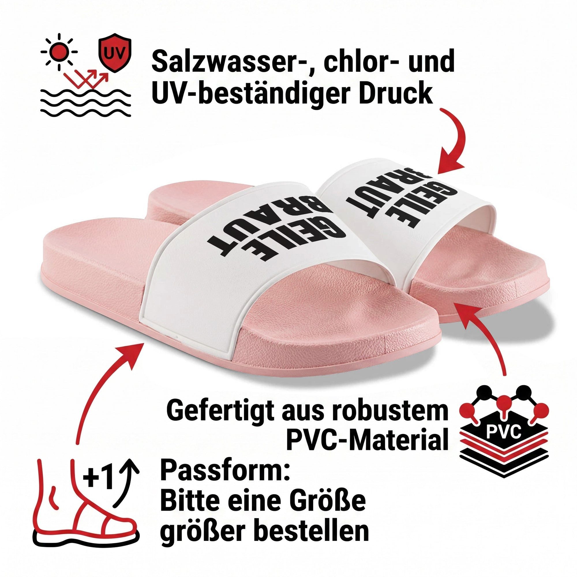 22Feels JGA Geschenk Braut Geile Braut Badelatschen Pink Damen Lustig Badepantolette IN DEUTSCHLAND BEDRUCKT