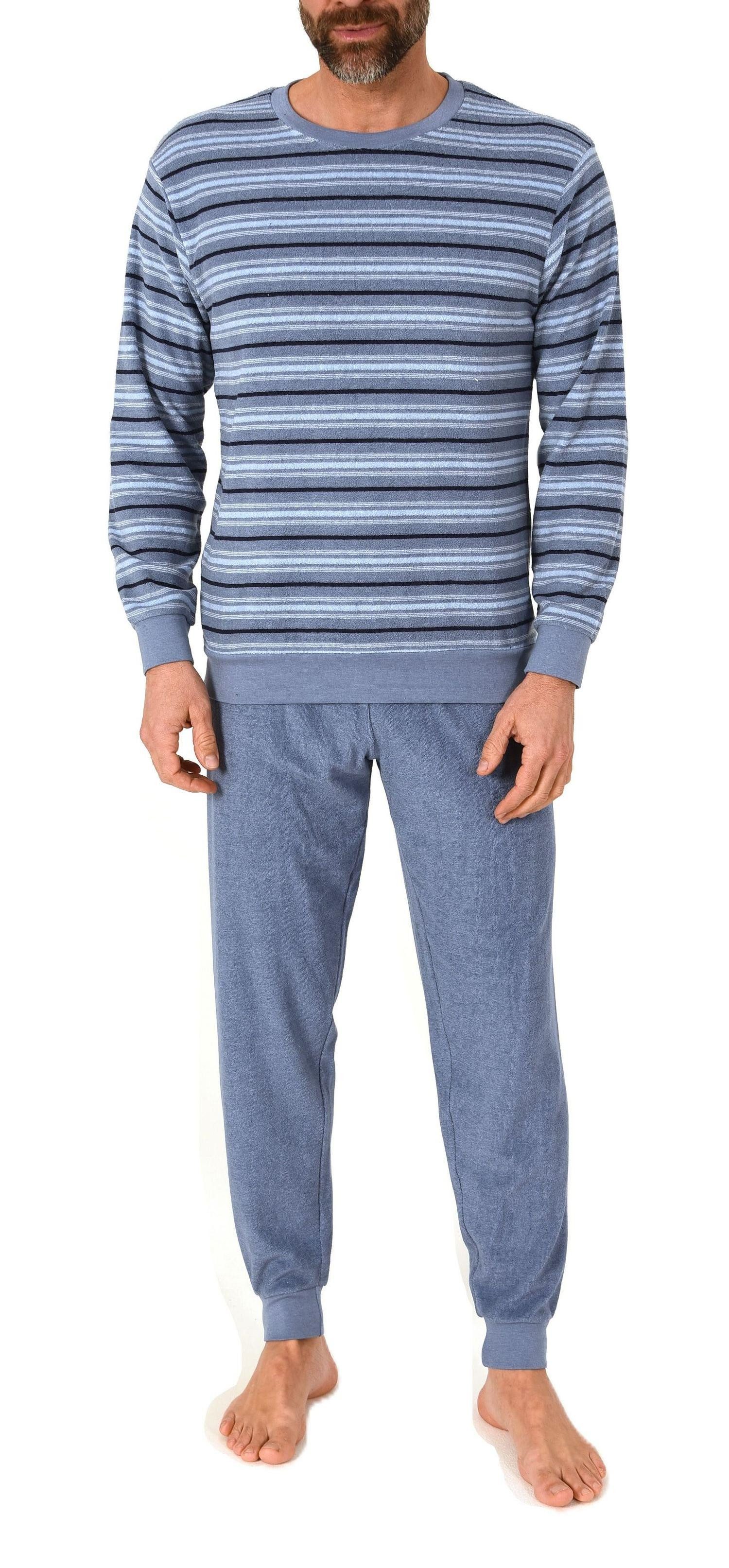 Normann Pyjama Normann Herren Frottee Schlafanzug Streifenlook – auch in Übergrößen
