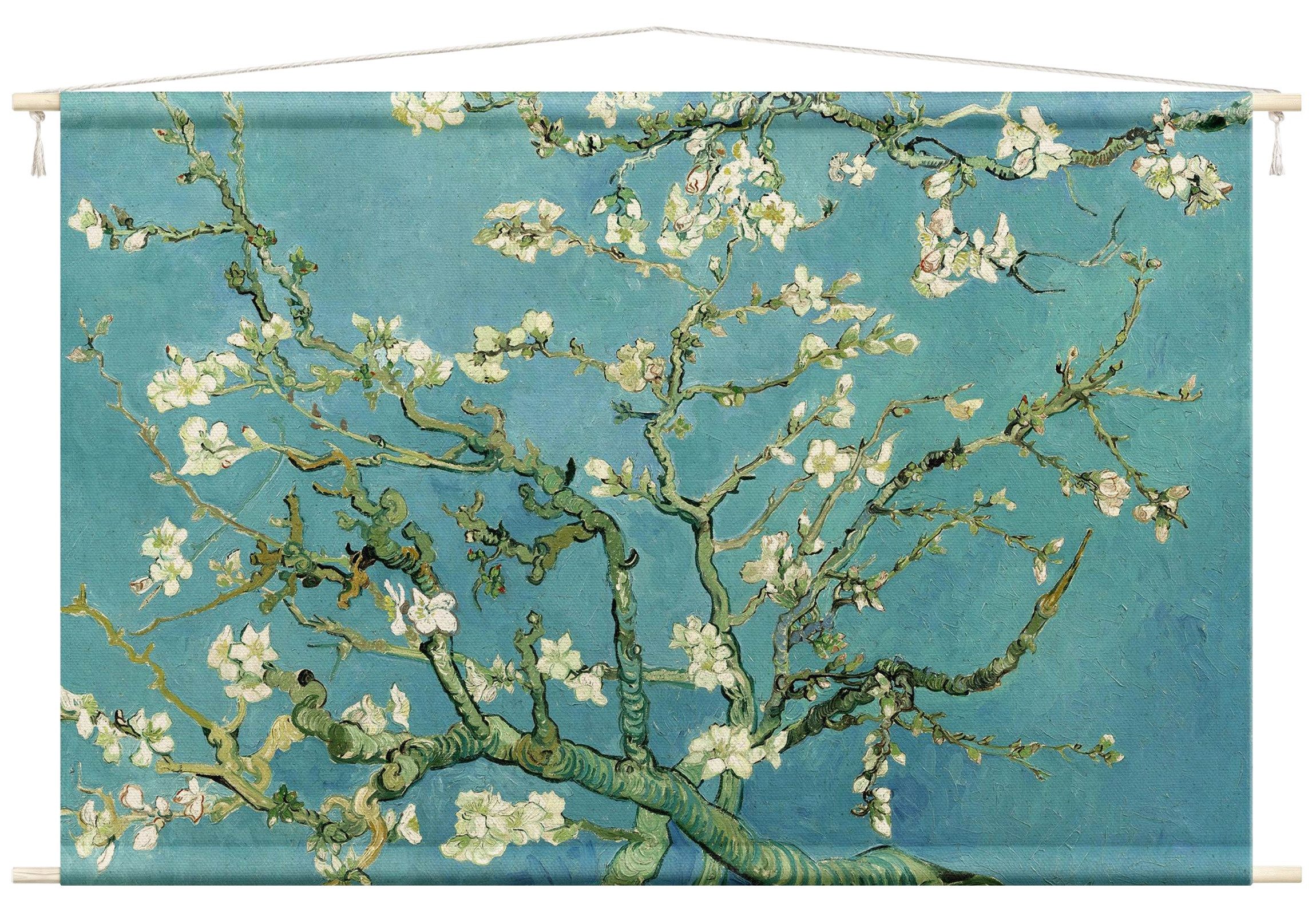 Bilderdepot24 Wandteppich modern Vincent van Gogh Kunst Wald blau, rechteckig, Höhe: 2.6 mm, großes Wandbild aus Natur-Baumwolle Wandbehang Stoffbild Tuch Wollseil