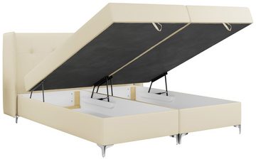 MKS MEBLE Boxspringbett LONEDO, Polsterbett mit Bettkasten und Kopfstütze, Modern Stauraumbett