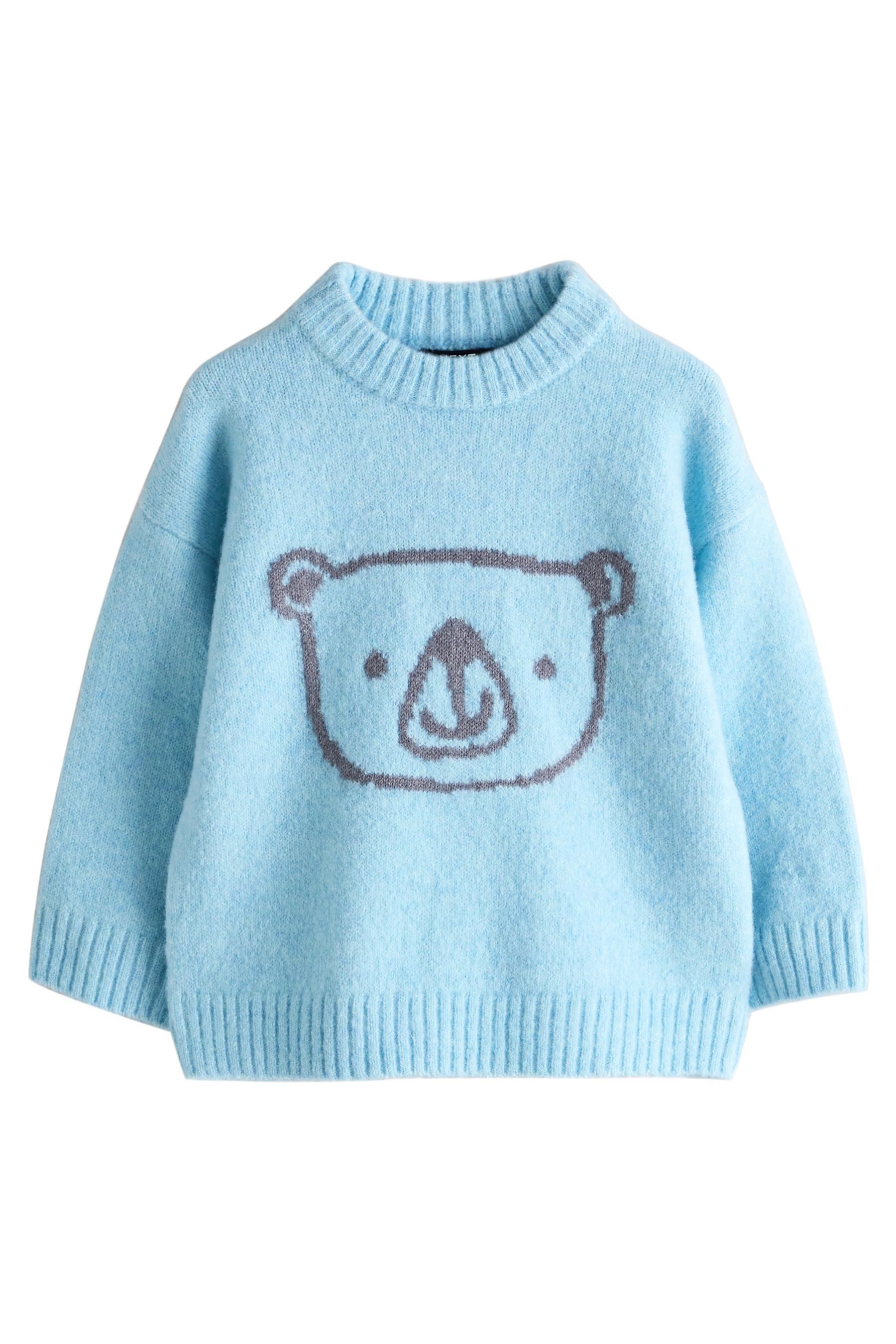 Rundhalspullover Strickpullover mit Rundhalsausschnitt und Motiv