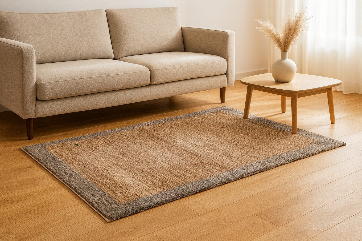 CABBEL Wollteppich Premium Perser Gabbeh Teppich Grau 93x141 cm, Rechteckig, Höhe: 20 mm, Handgeknüpftes Unikat aus 100% Wolle – langlebig und natürlich