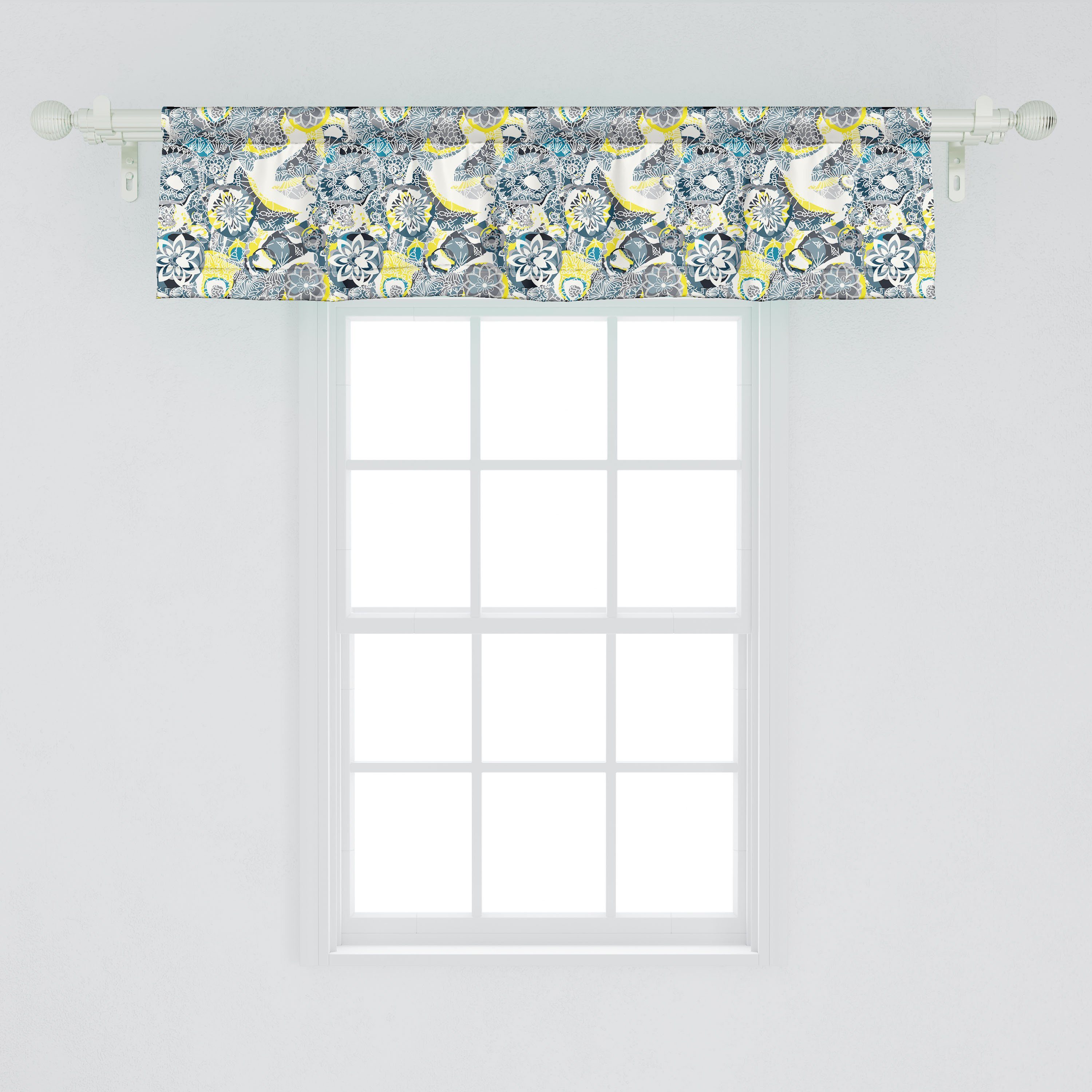 Schlafzimmer Volant mit Scheibengardine Dekor Vorhang Blumen für Microfaser, Mandala Style Stangentasche, Vintage Küche Abakuhaus,