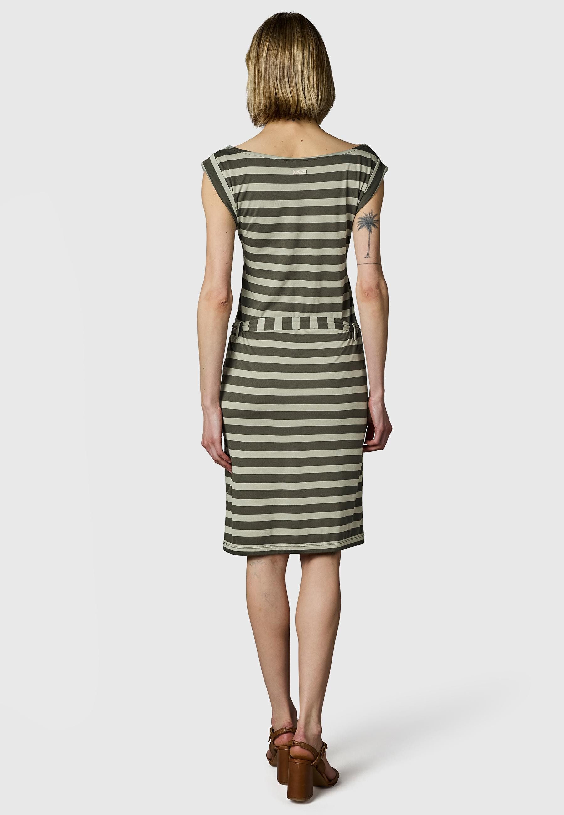 Ragwear Sommerkleid Tagg Stripes gestreiftes Damen Minikleid mit Taillenband und Taschen
