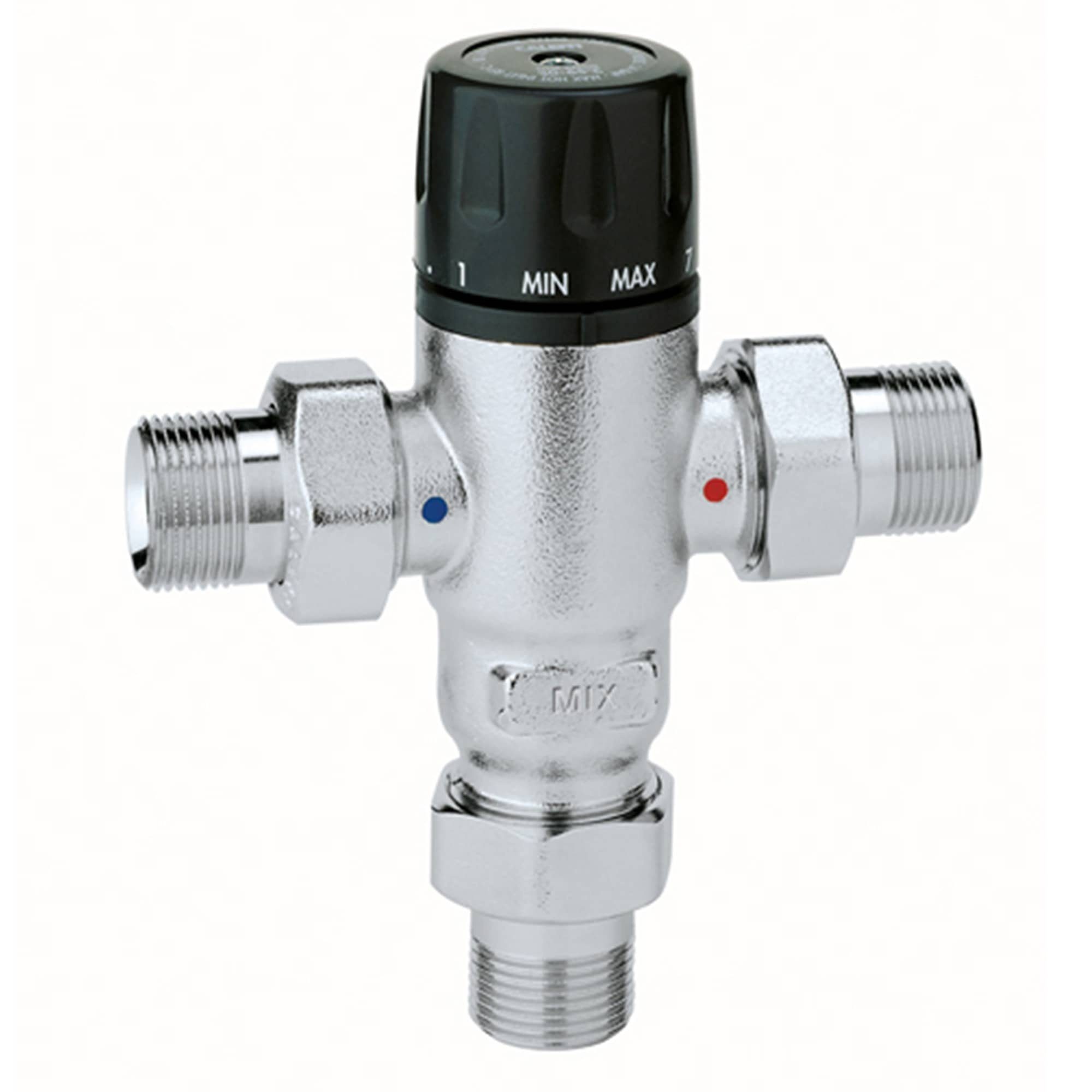qpool24 Geräteventil Caleffi Thermomischer 3/4" Brauchwassermischer inkl., Verschraubungen mit oder ohne Rückflussverhinderer