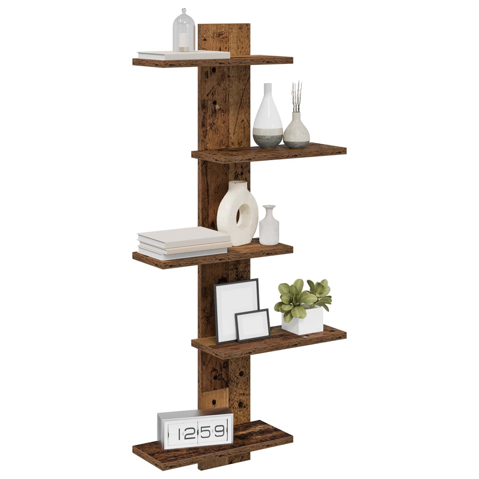 vidaXL Regal Wandregal Altholz 48,5 x 15 x 101 cm Holzwerkstoff, 1-tlg. – Bild 3 von 5
