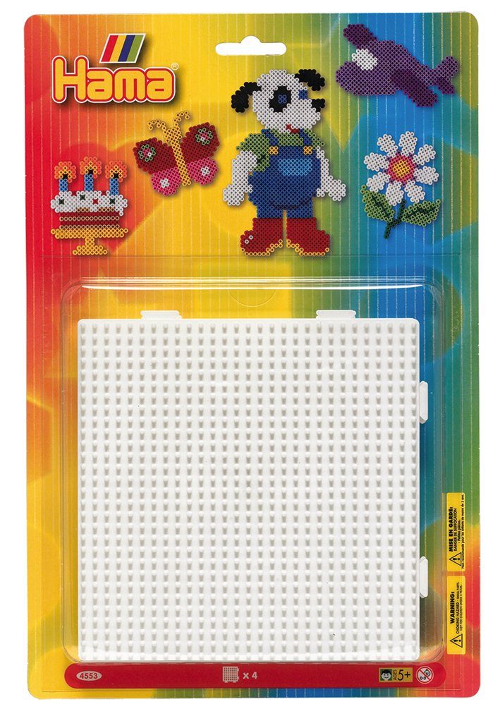 Hama Perlen Bastelperlen Stiftplatten Quadrat, 4 Stück