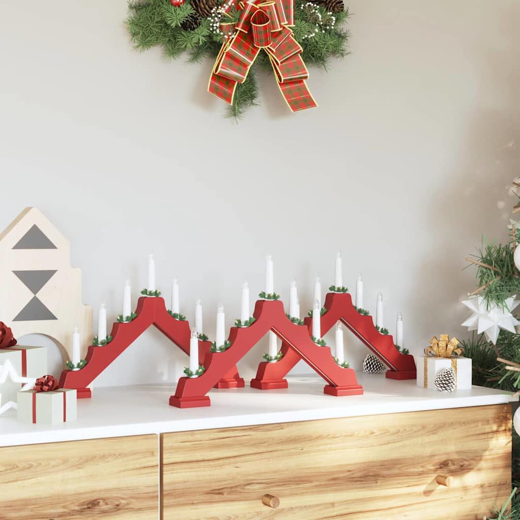 vidaXL LED-Christbaumkerzen Weihnachtskerzenbrücke 3 stk. 7 LEDs Warmes Weiß