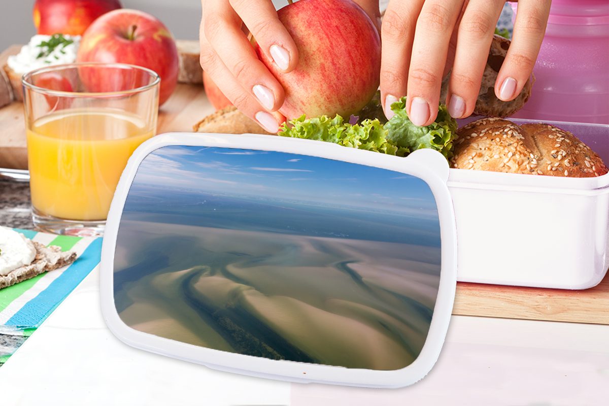 MuchoWow Lunchbox Meer - Sand (2-tlg), Mädchen und und Kunststoff, für Himmel, - Erwachsene, Jungs Brotbox Brotdose, für Kinder weiß