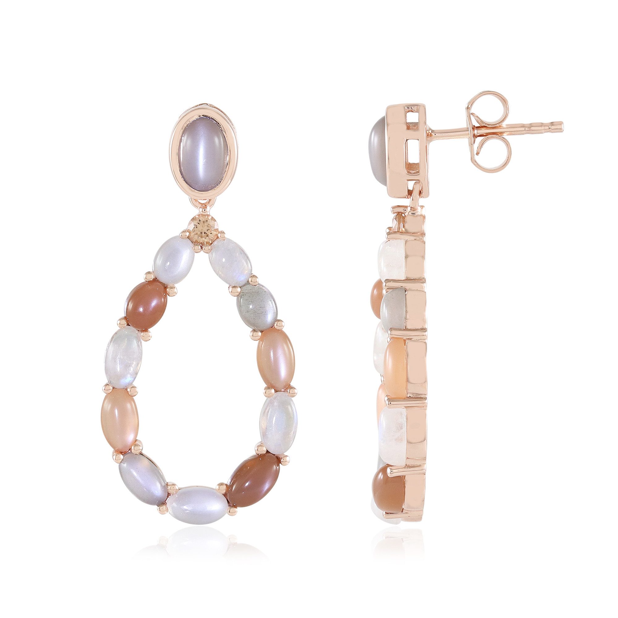 Cavill Ohrring-Set Mondstein Rose Vermeil Silber Ohrringe 7,11ct (2-tlg)