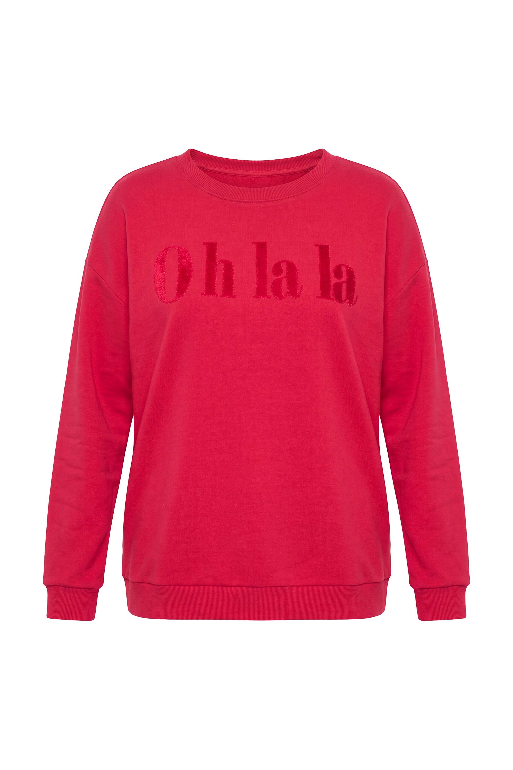 MIAMODA Sweatshirt Sweatshirt Boxy Fit Flock-Schriftzug – Bild 2 von 3