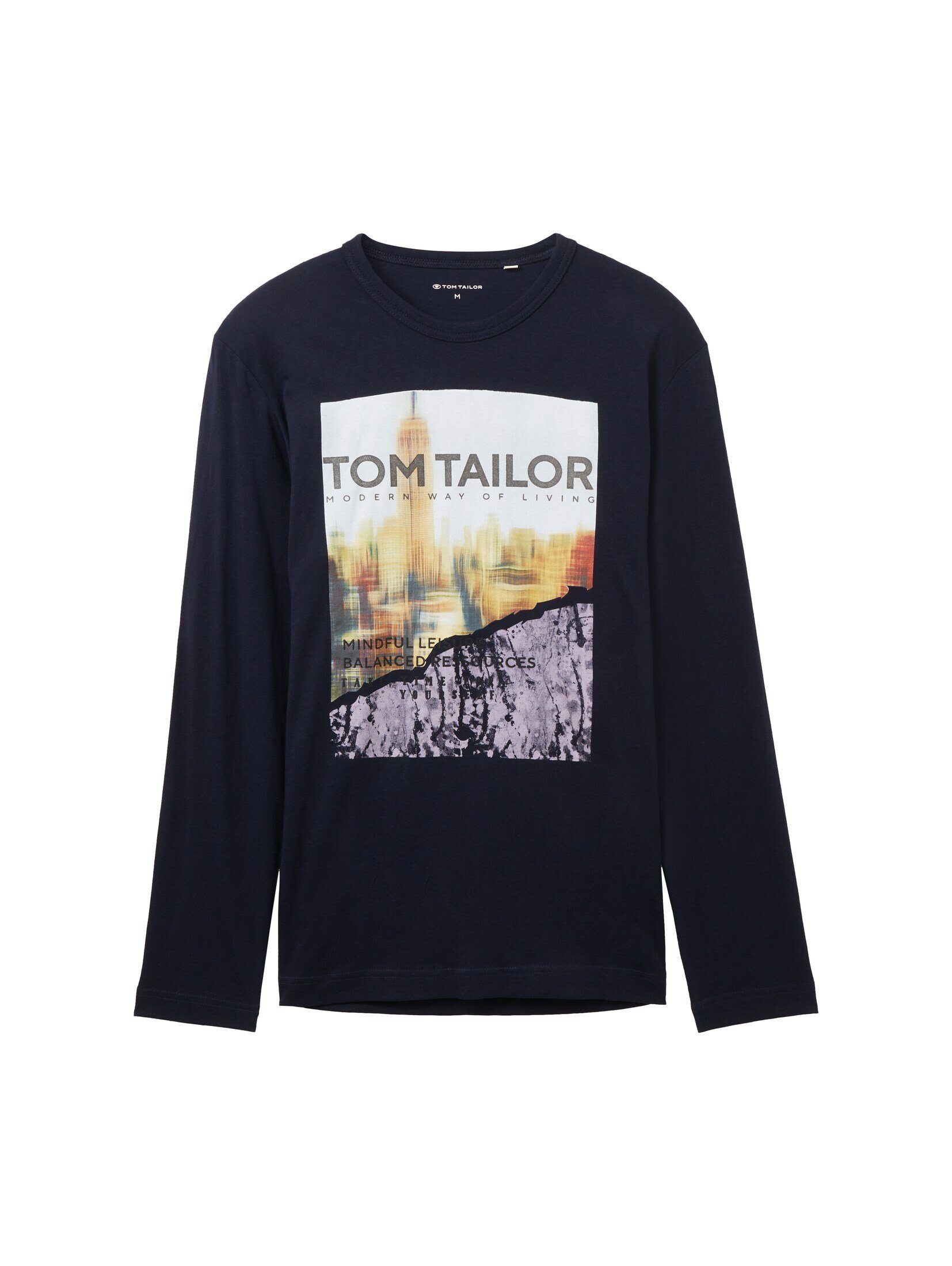 TOM TAILOR T-Shirt mit blue Print Langarmshirt sky captain