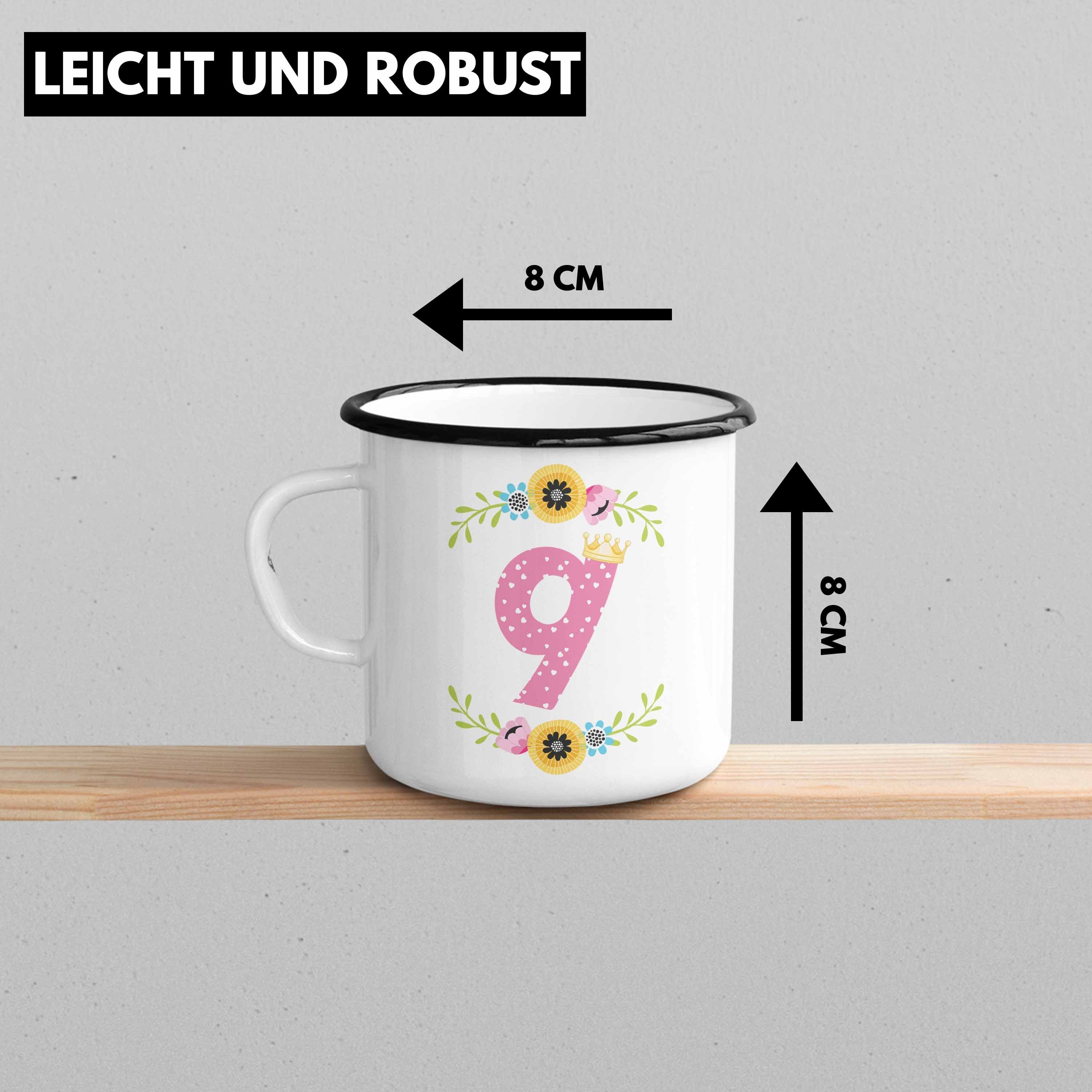 Schwarz Geburtsagsparty Geburtstag 9 9. Trendation Grafik Thermotasse Geschenk Mädchen - Neunten Emaille Alt zum Tasse Krone Trendation Jahre