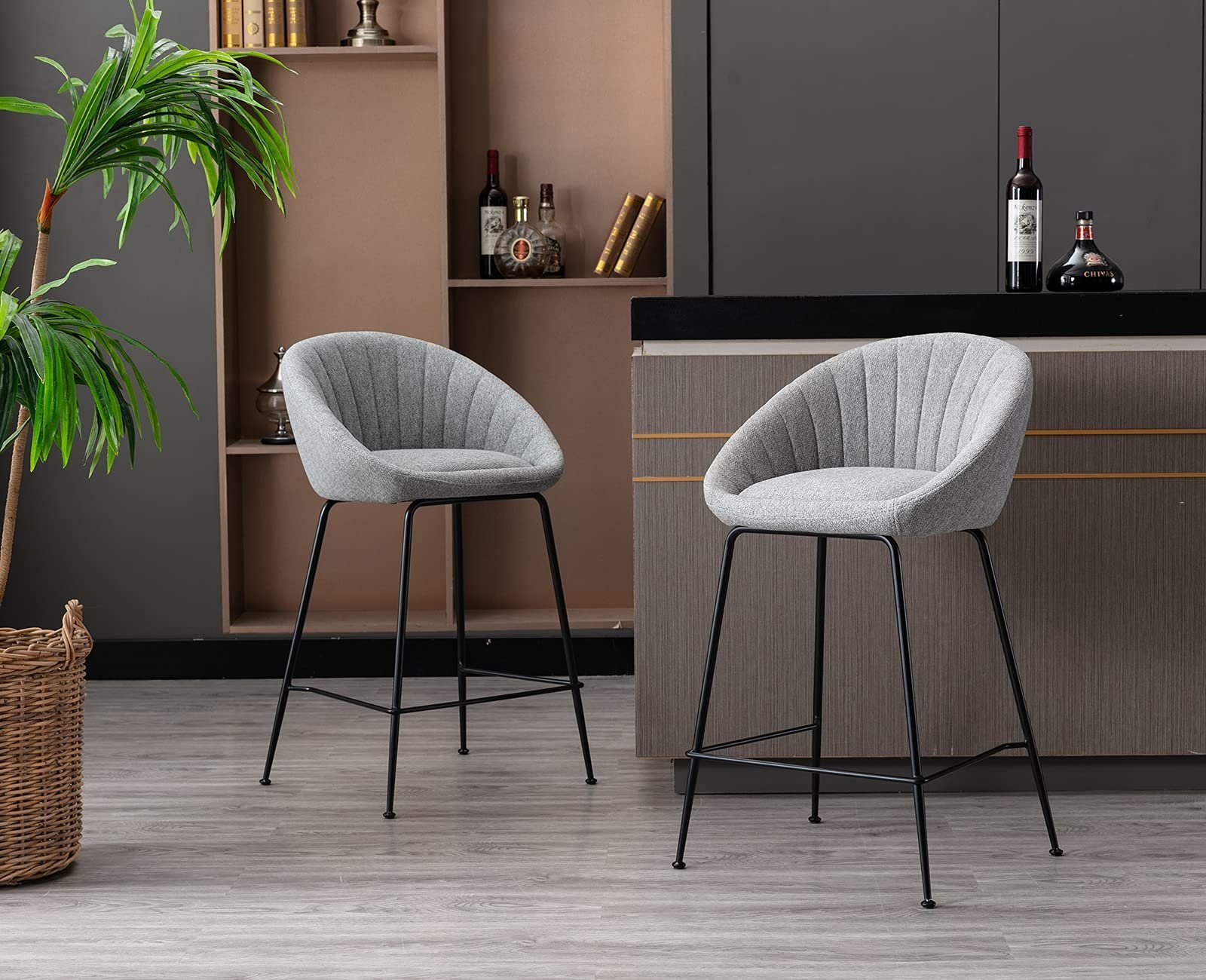 WAHSON OFFICE CHAIRS Barhocker 2er Set Barstuhl aus Stoff Tresenhocker