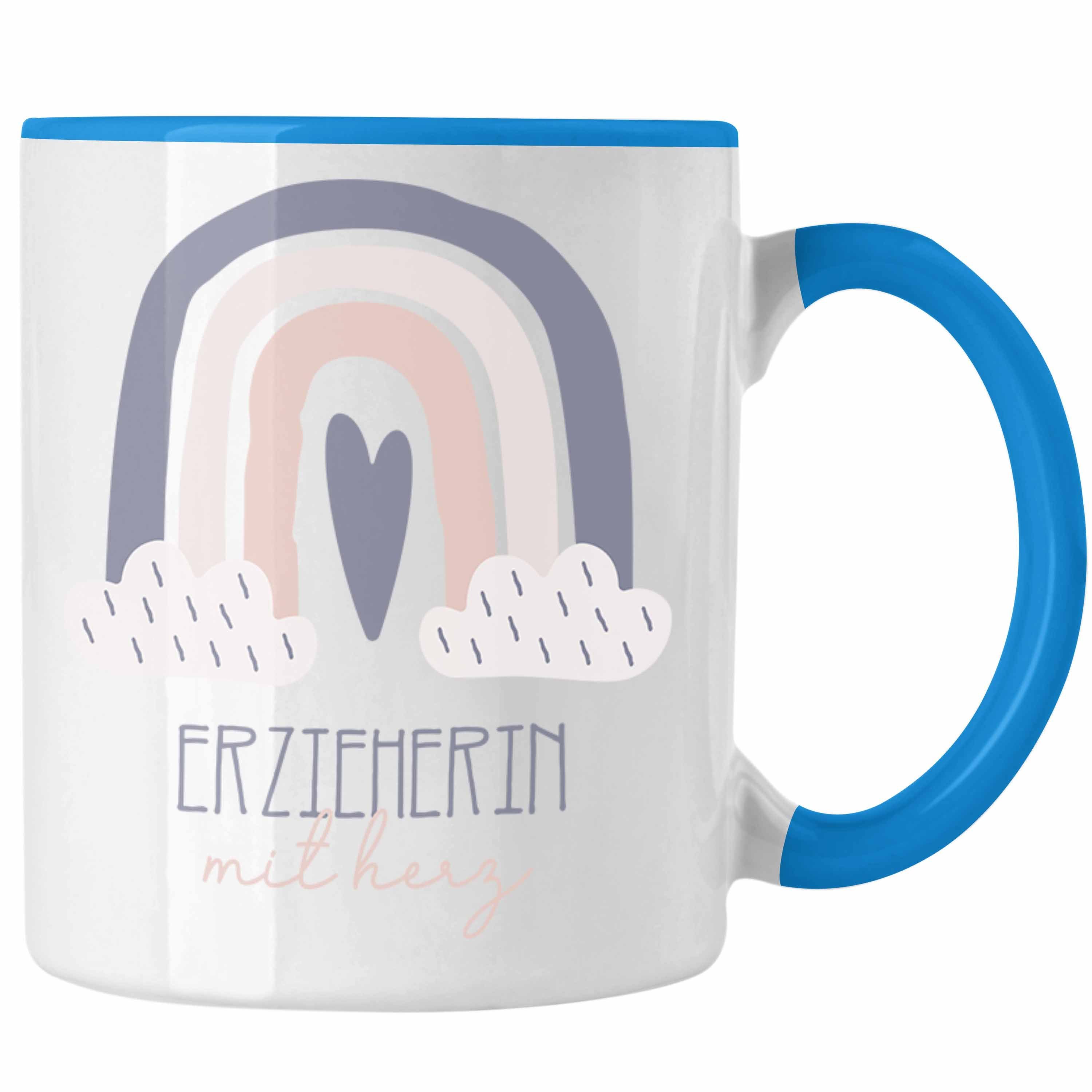 Sonderaktion Trendation Tasse Erzieherin Tasse Geschenkidee für Kaffeetassse Blau Danke Kinderg Geschenk