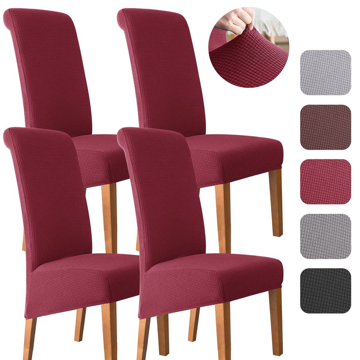 SIMLOVEVE MULISOFT Sitzflächenhusse Spandex Elastischer Stuhlbezug XL, für Esszimmer, Abnehmbar, Waschbar, aus Jacquard-Stoff,für Küche, Zimmer, Bankett, Heimdekoration