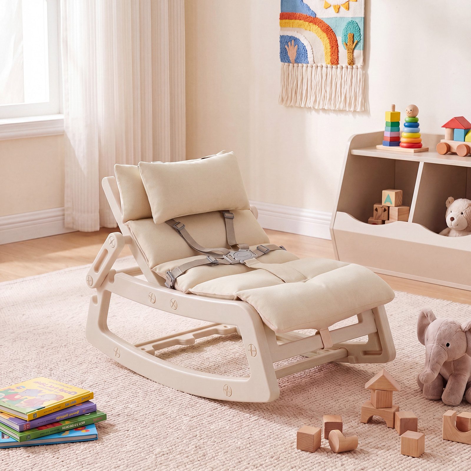 COSTWAY Babywippe, Baby Schaukelstuhl, Schaukelsessel für Baby ab 6 Monaten