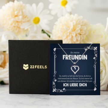 22Feels Schmuckset Freundin Geschenk Jahrestag Frauen Schmuck Valentinstag Halskette Herz, Echt-Silber 925/000, Karte Made In Germany