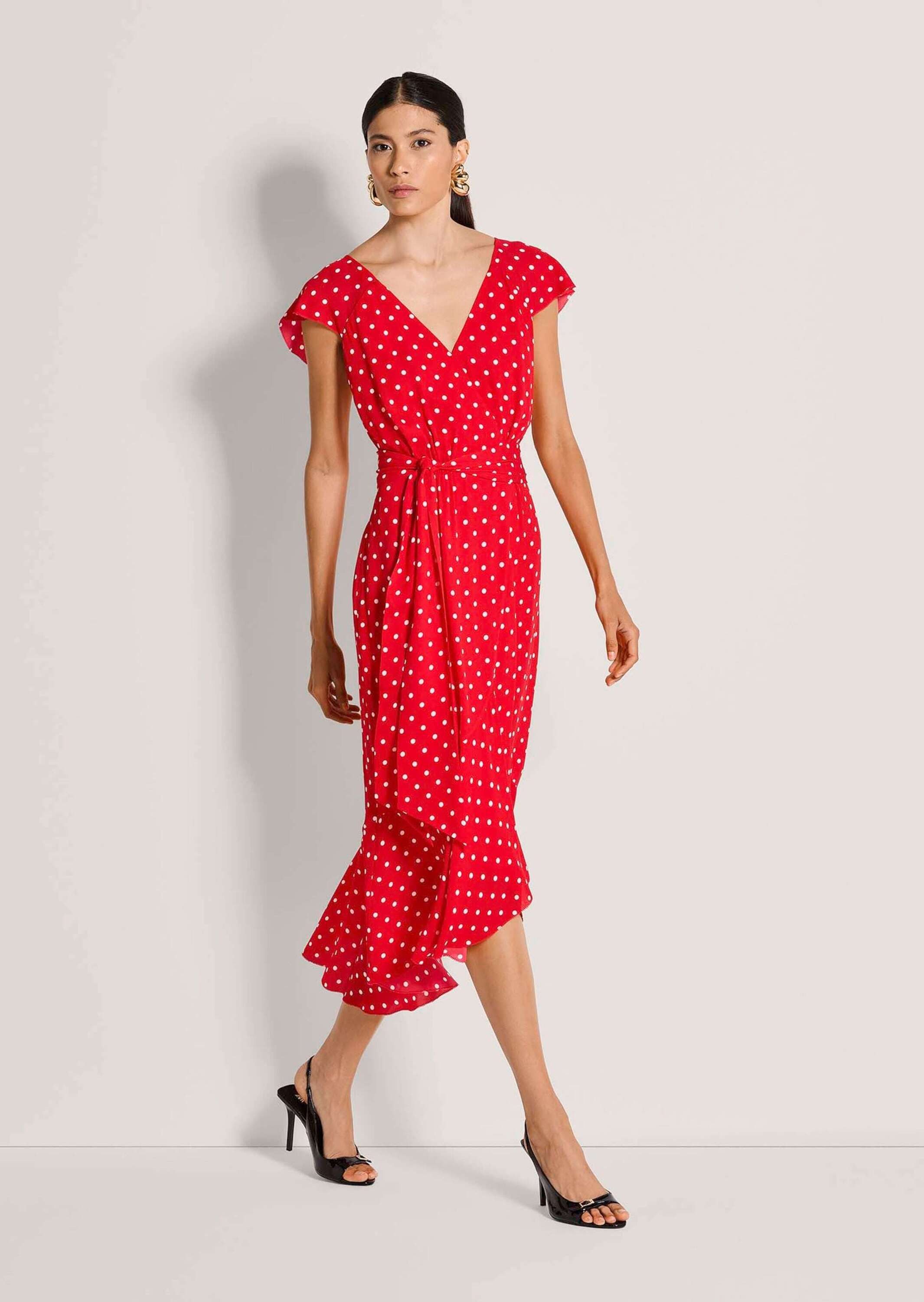 MADELEINE Maxikleid Midikleid mit Tupfenmuster Sommerkleid mit V-Ausschnitt günstig online kaufen