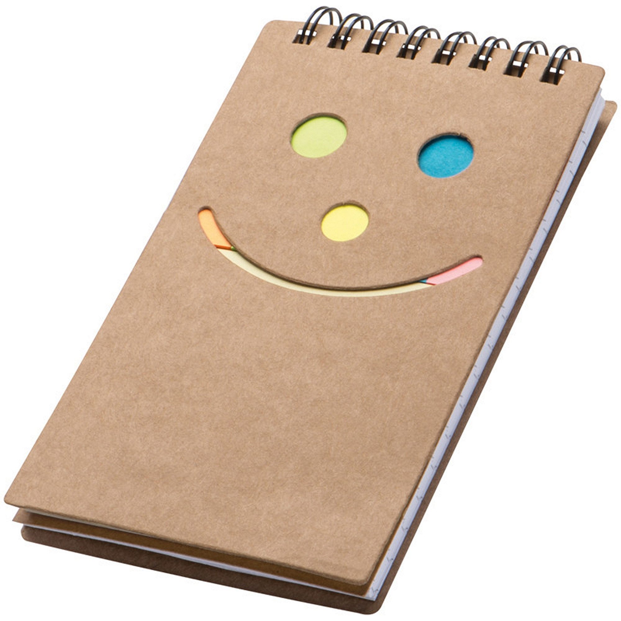 Macma Notizbuch Spiral-Notizbuch mit Smile Gesicht / 50 Blatt + Haftnotizen / Größe: 1