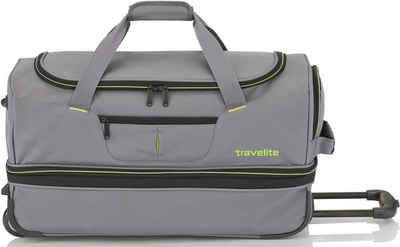 travelite Reisetasche Basics, 55 cm, grau/grün, mit Trolleyfunktion und Volumenerweiterung