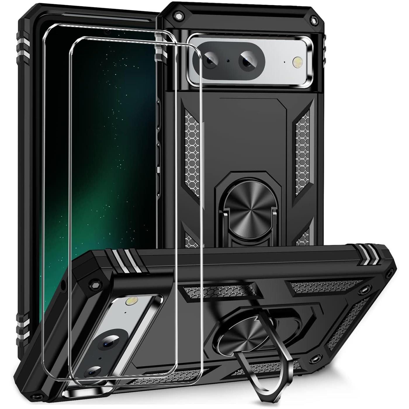 CoolGadget Handyhülle Schwarz als 2in1 Schutz Cover Set für das Google Pixel 6 6,4 Zoll, 2x 9H Glas Display Schutz Folie + 1x TPU Case Hülle für Pixel 6