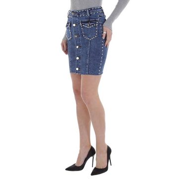 Ital-Design Jeansrock Damen Freizeit Nieten Stretch Jeansrock in Blau