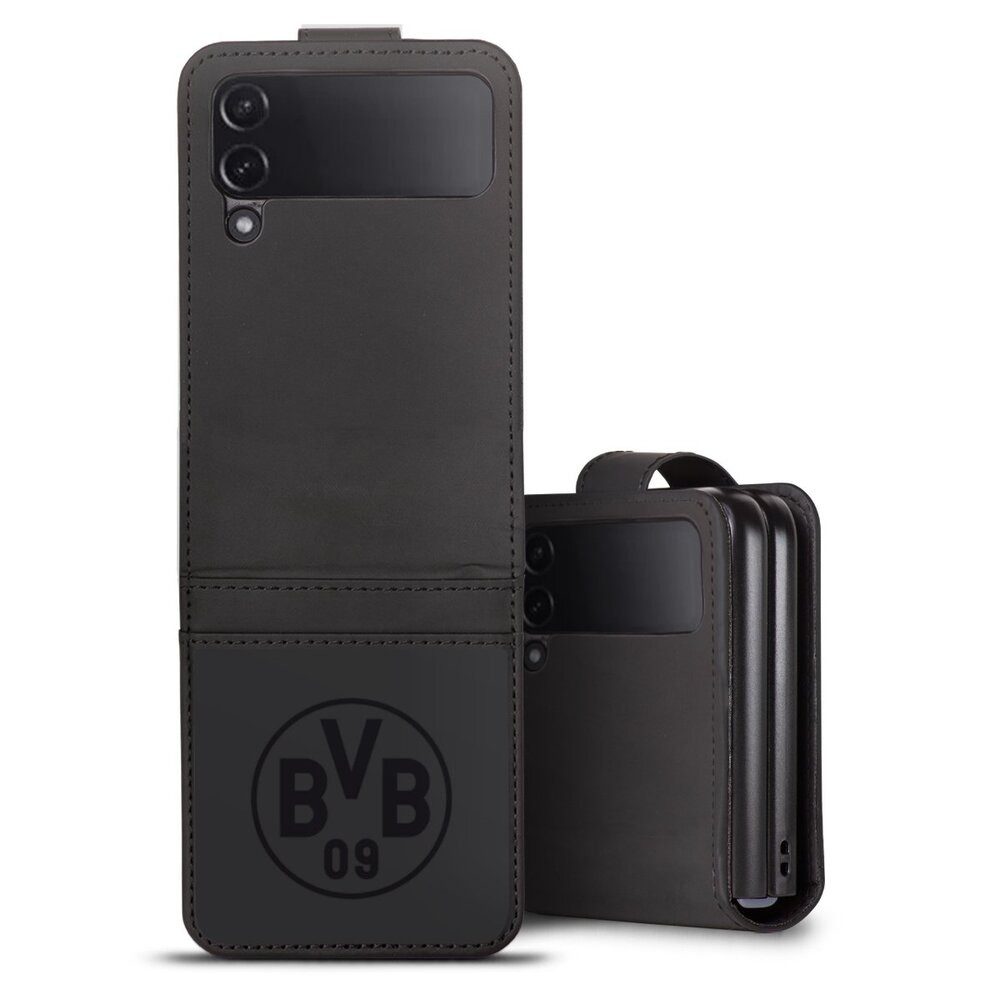 DeinDesign Handyhülle Borussia Dortmund Logo BVB BVB Grau, Samsung Galaxy Z Flip 4 Hülle Handy Flip Case Wallet Cover