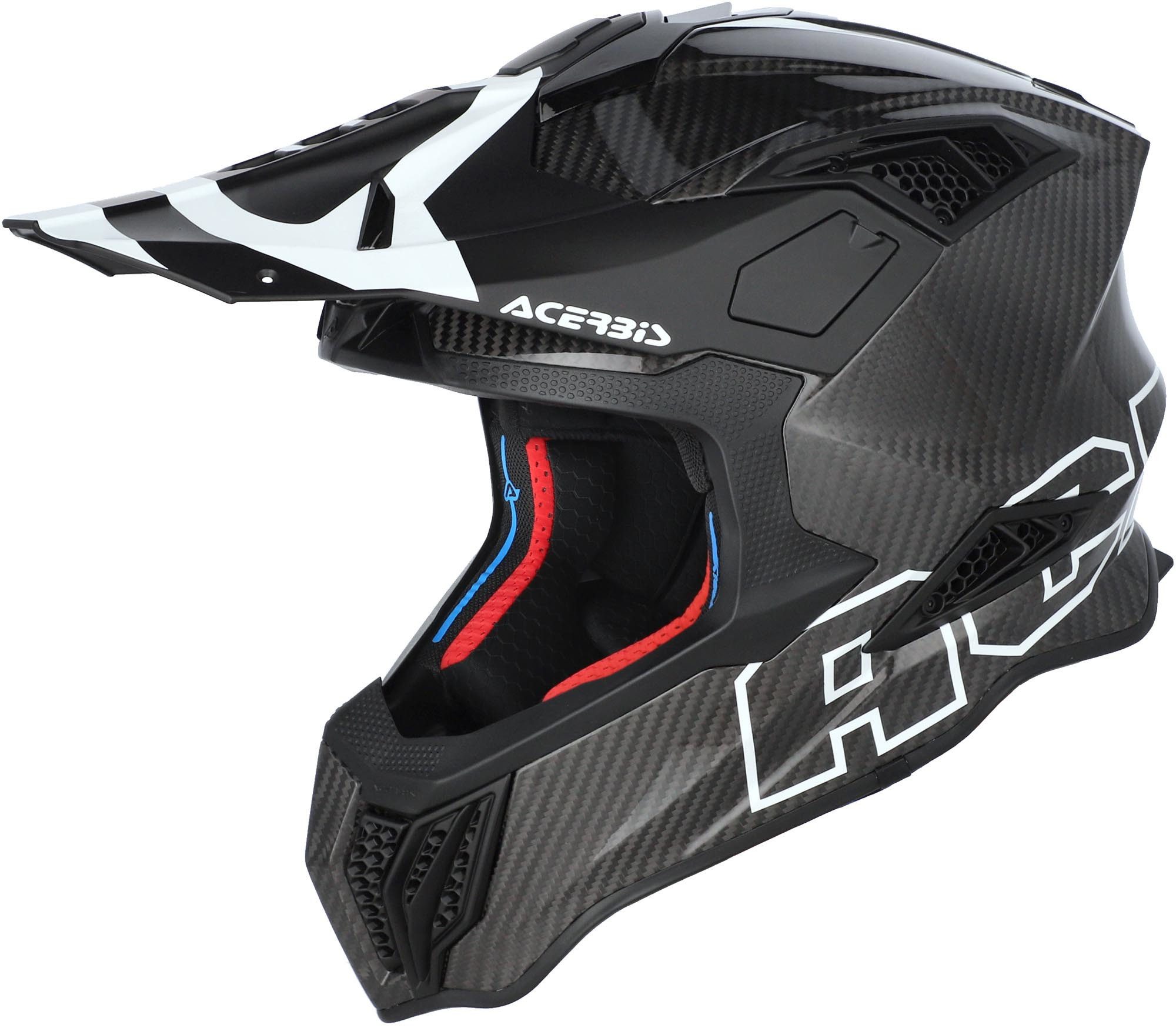 Acerbis Motocrosshelm Airstrike-C Carbon Motocross Helm, Notfallsystem-Polsterung (EQRS),herausnehmbares Innenfutter