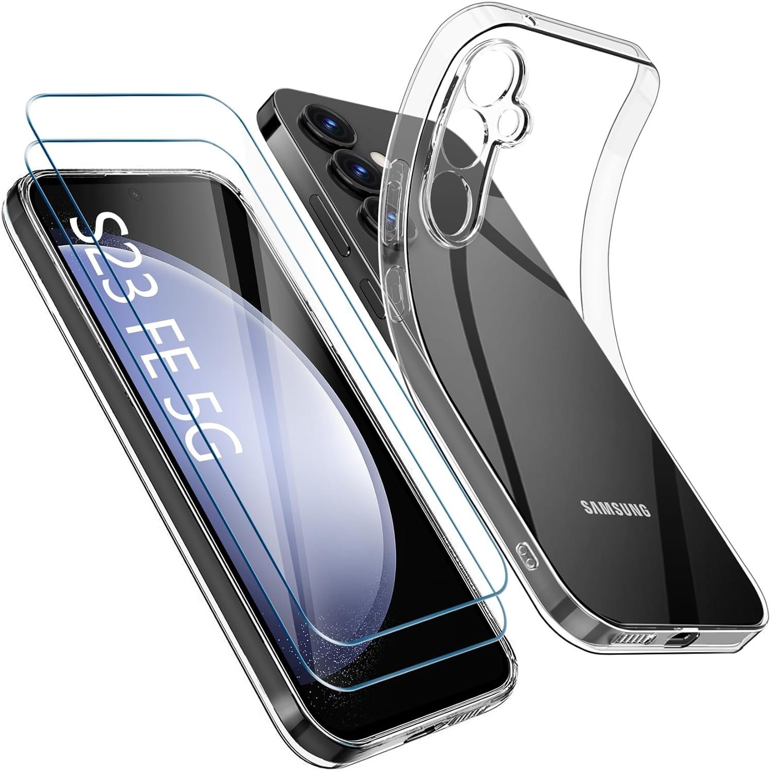 MSM Handyhülle Hülle + 2X Schutzglas für Samsung Galaxy S23 FE 5G Panzerfolie Full