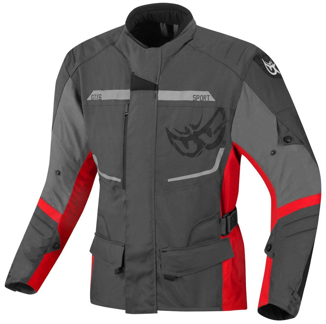 Grey/Red Textiljacke Tourer Motorrad Motorradjacke Wasserdichte Berik