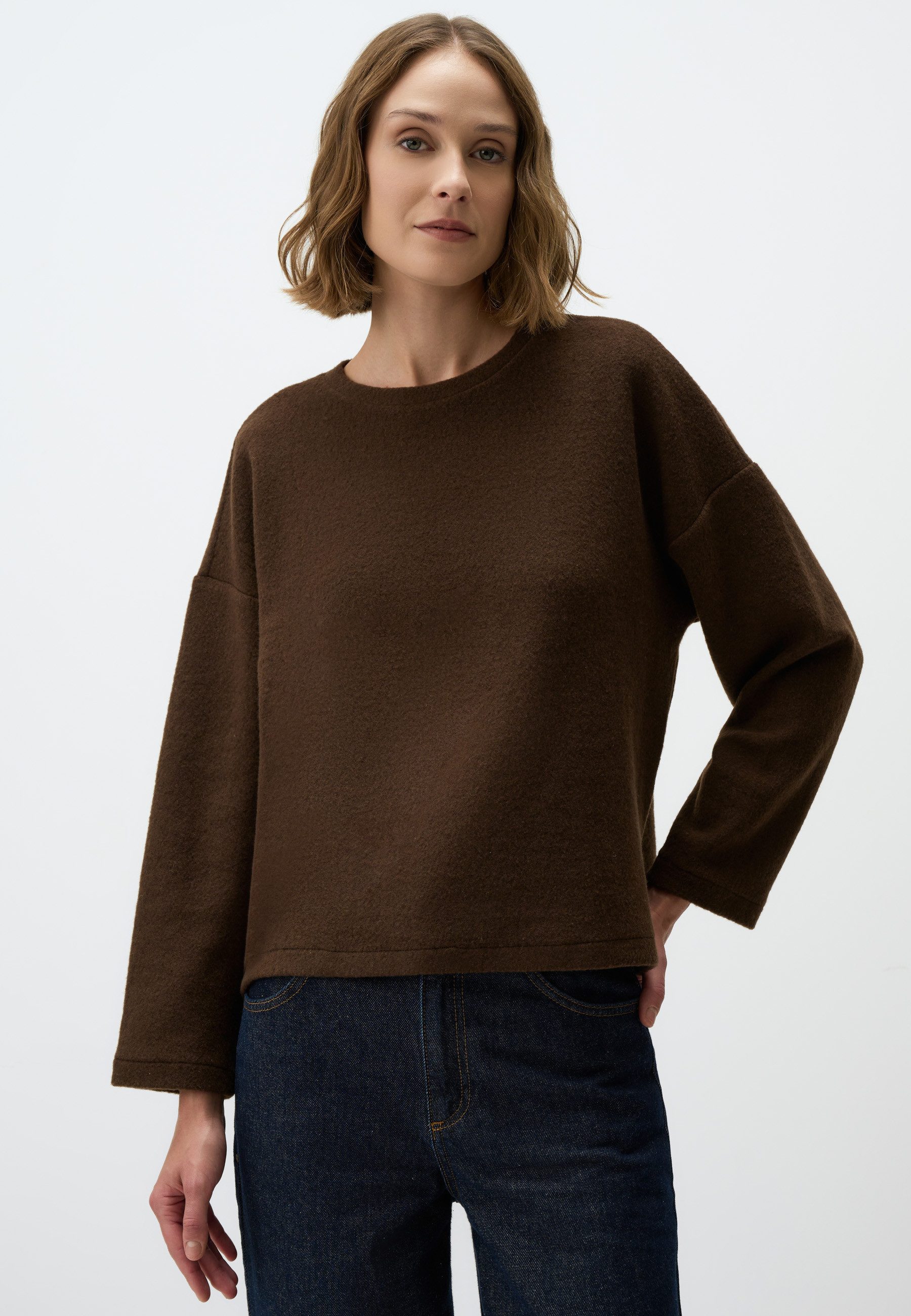 Sweatshirt Rundhalsausschnitt Langärmlig Strick Sweatshirt