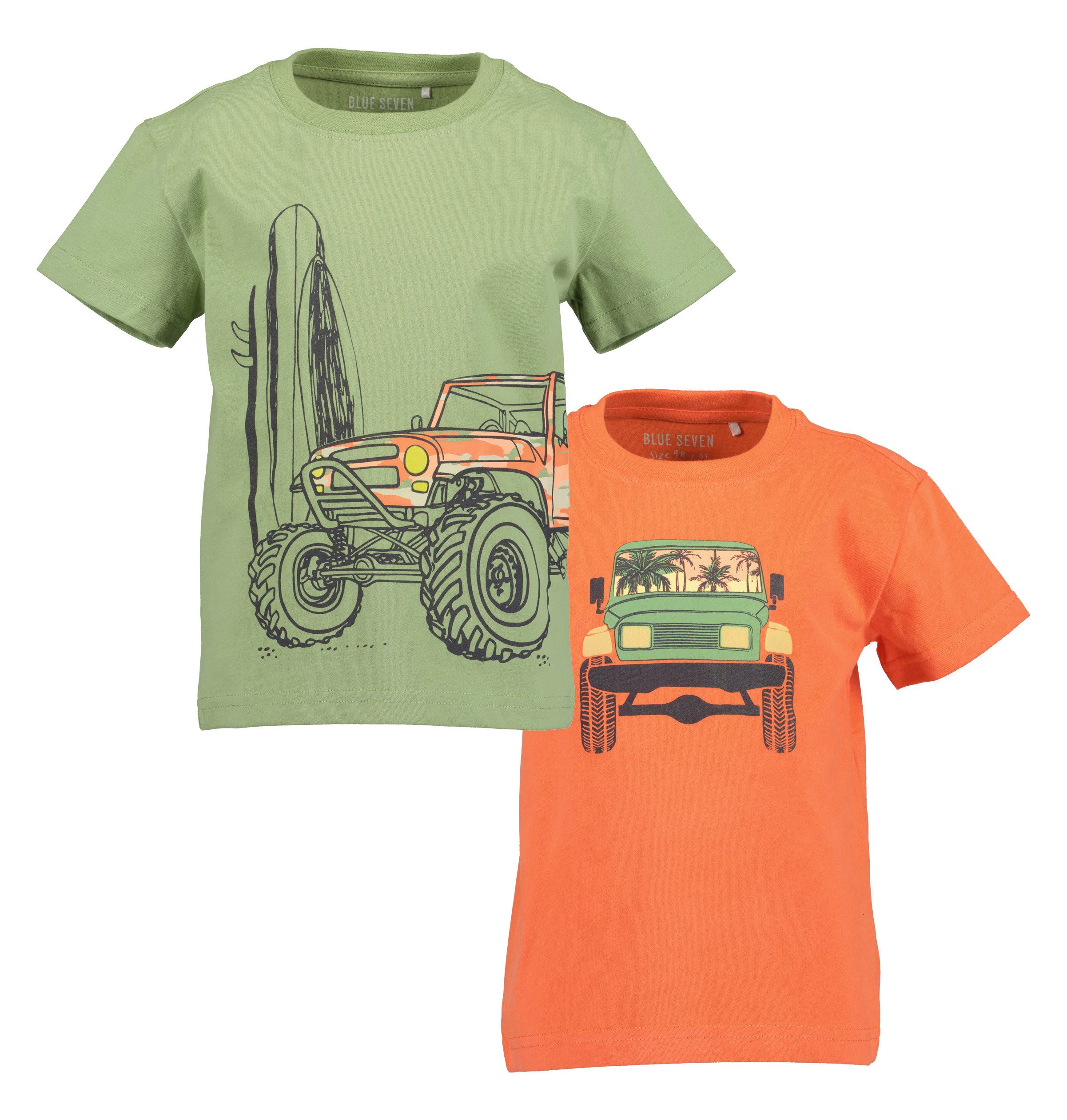 Blue Seven Kurzarmshirt (Packung, 2-tlg) mit großen, plakativen Frontmotiven